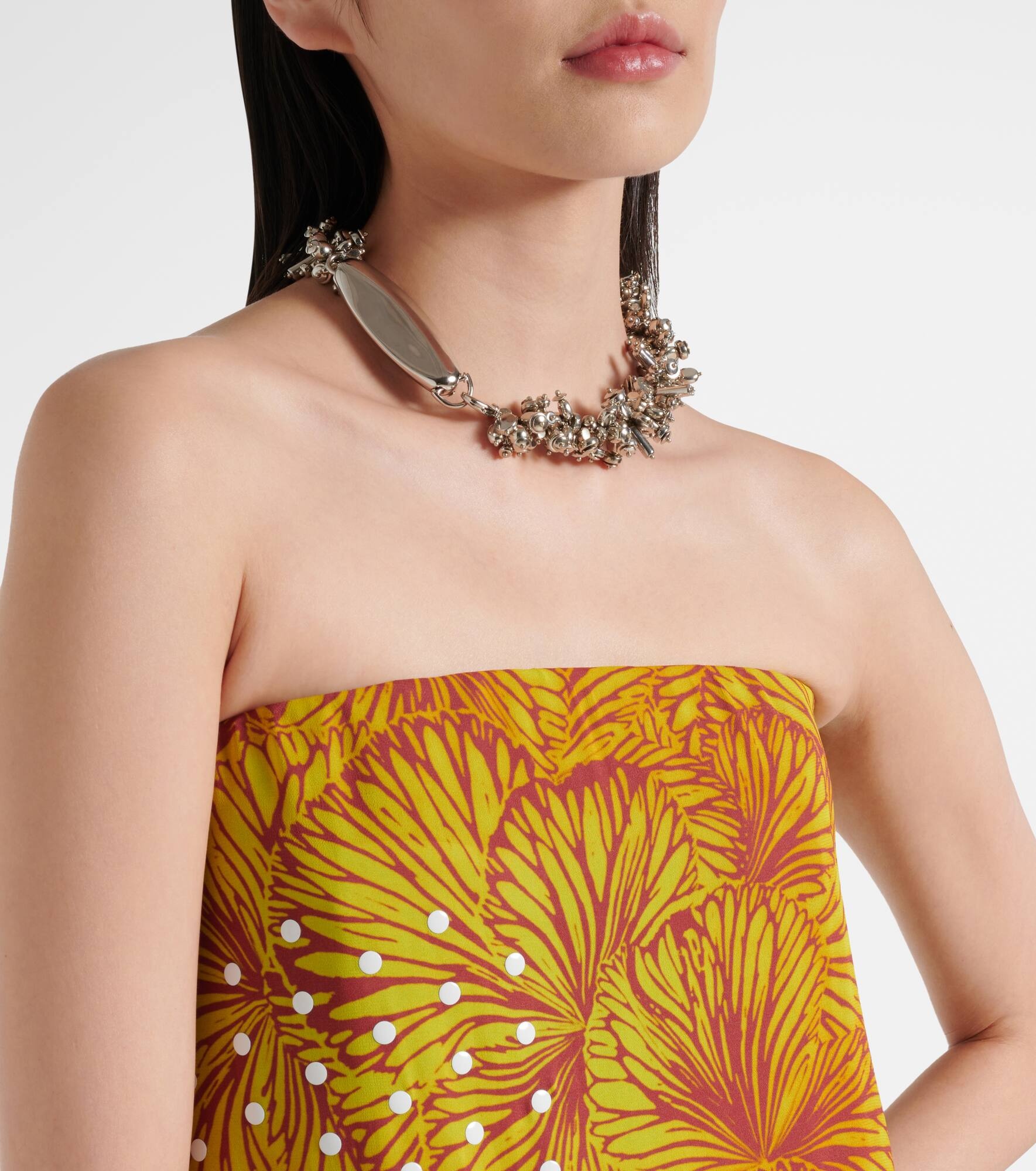 Printed strapless georgette gown - 4