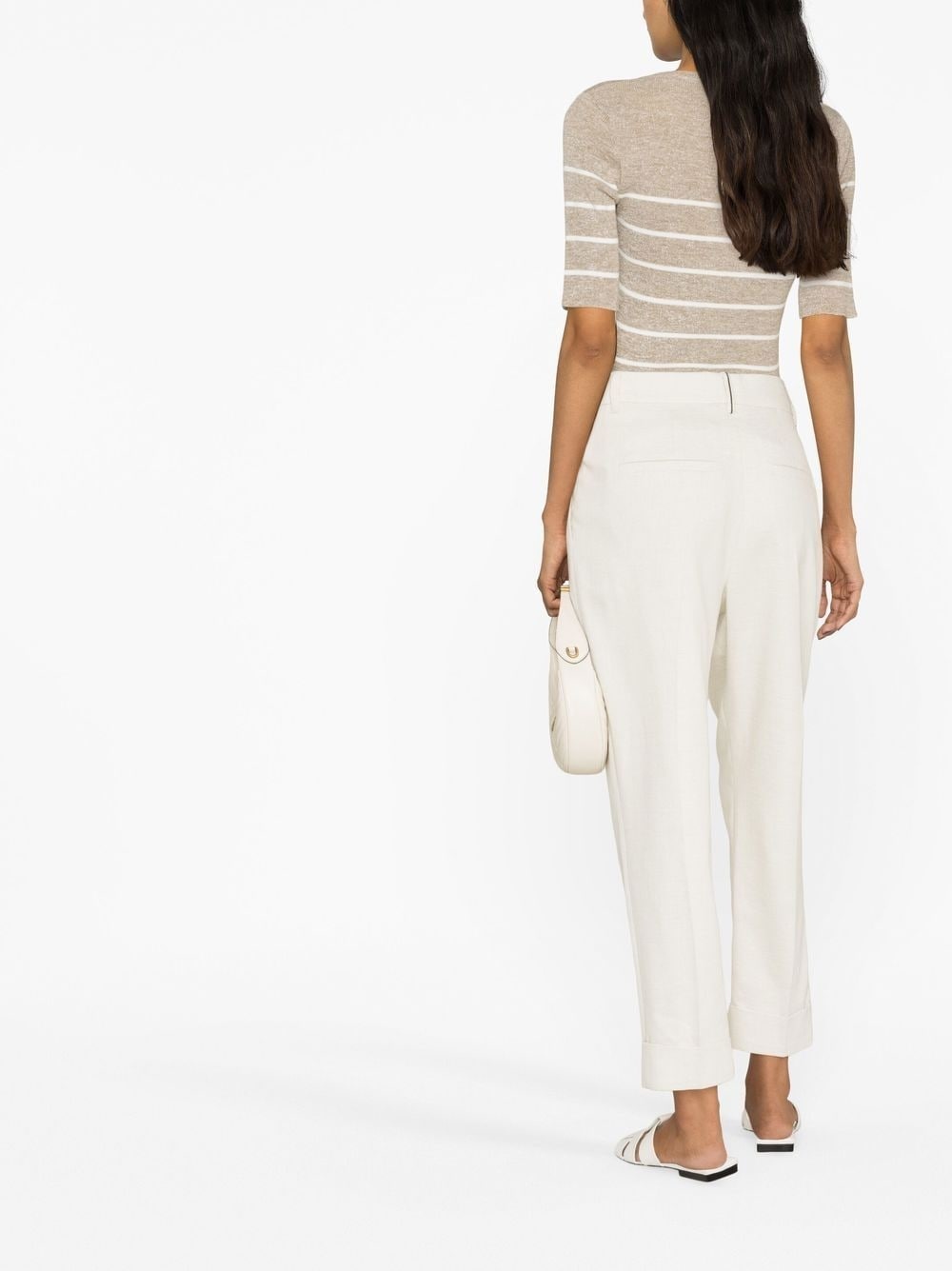 high-waisted cropped tailored trousers - 3