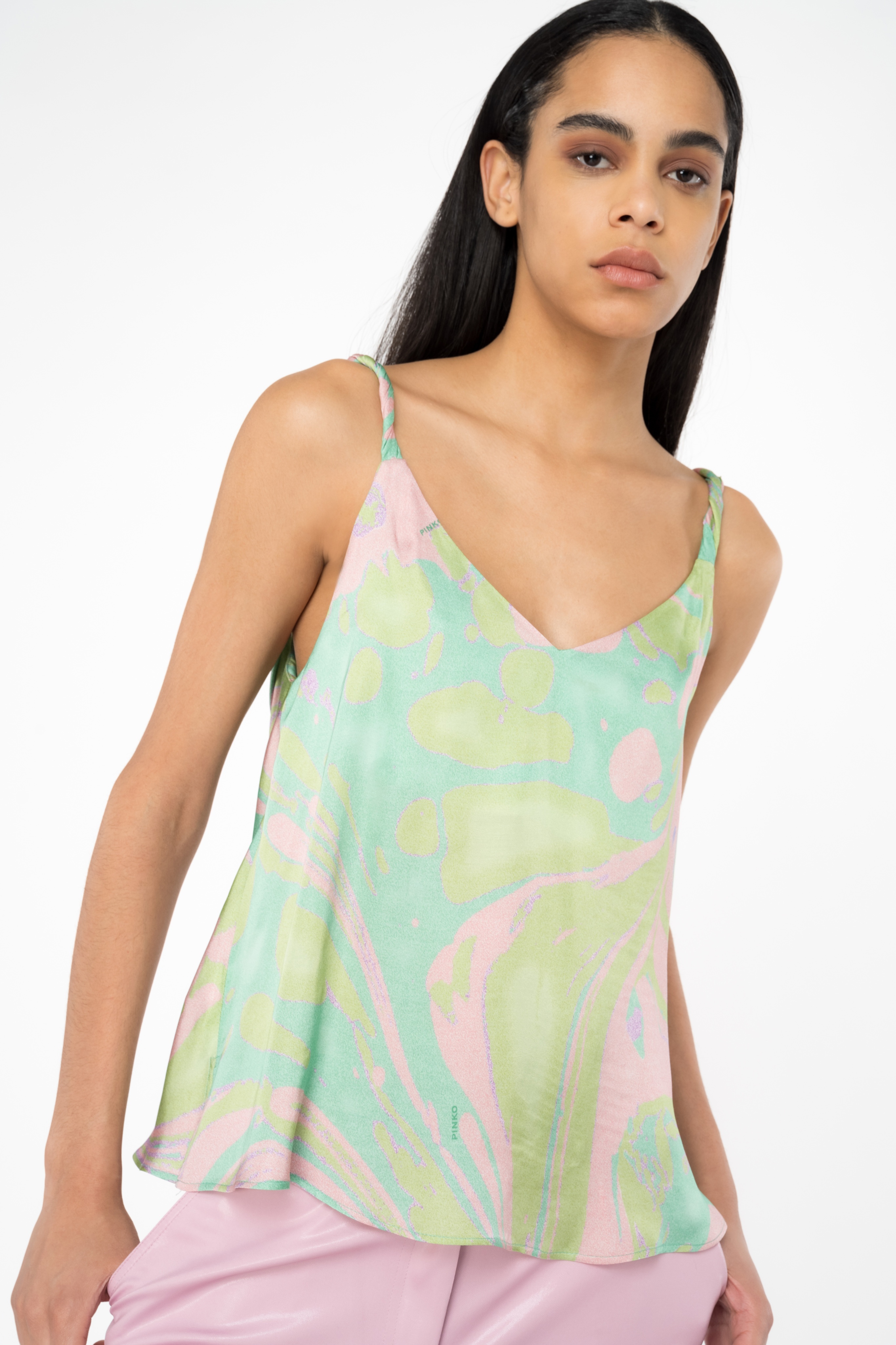 SPLASH-PRINT SATIN VEST TOP - 4