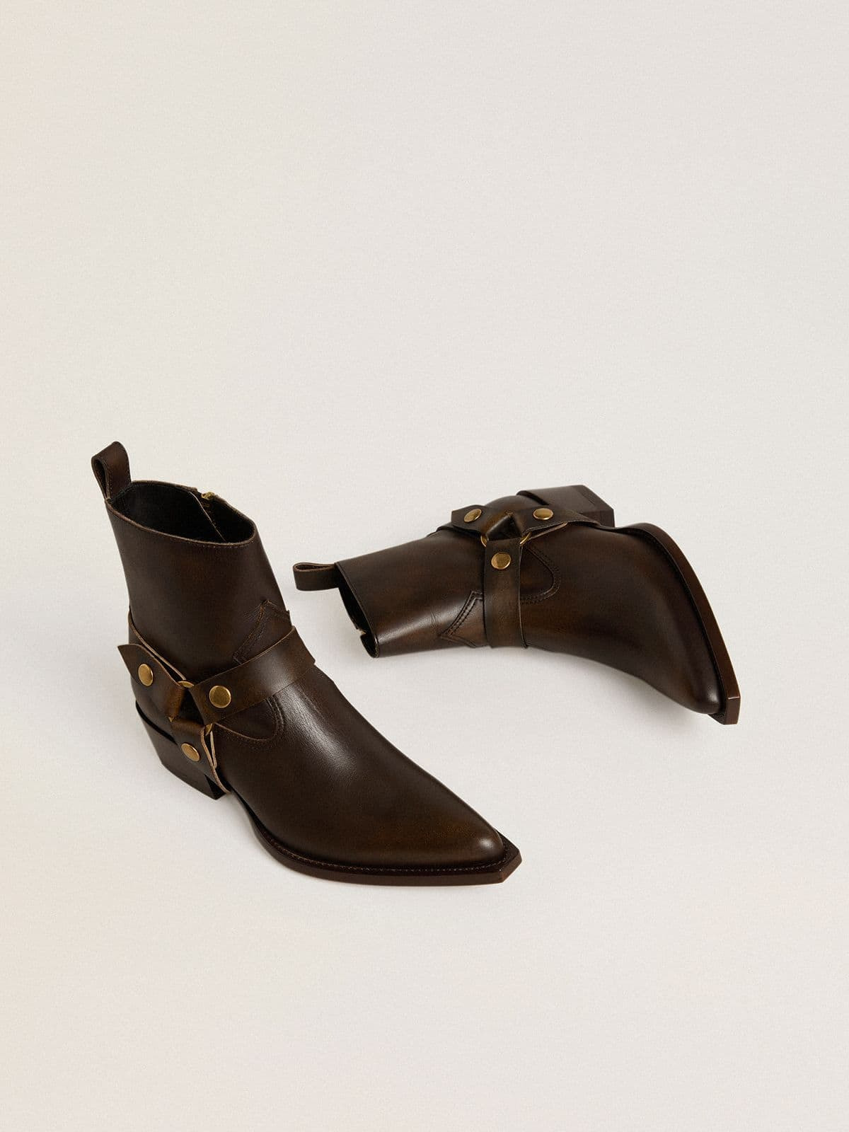 Low Debbie boots in dark brown leather with removable buckle - 2