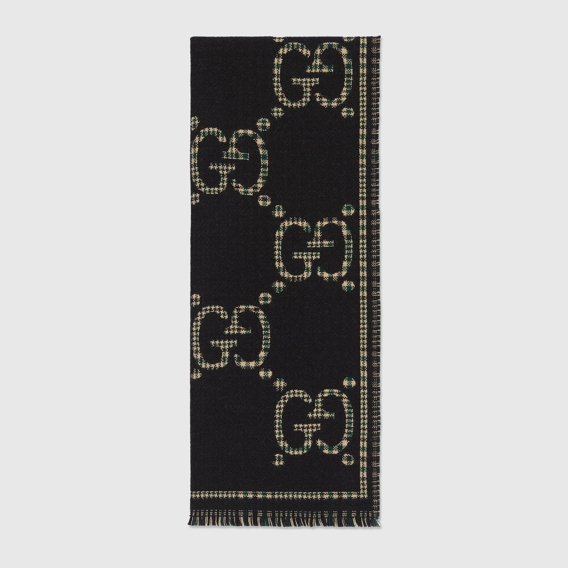 Check GG wool scarf - 1