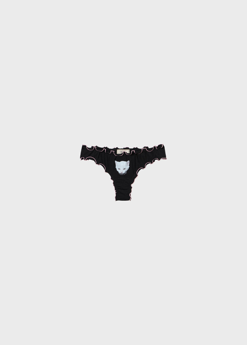 KITTEN PRINT JERSEY BRIEFS WITH RUFFLES 1