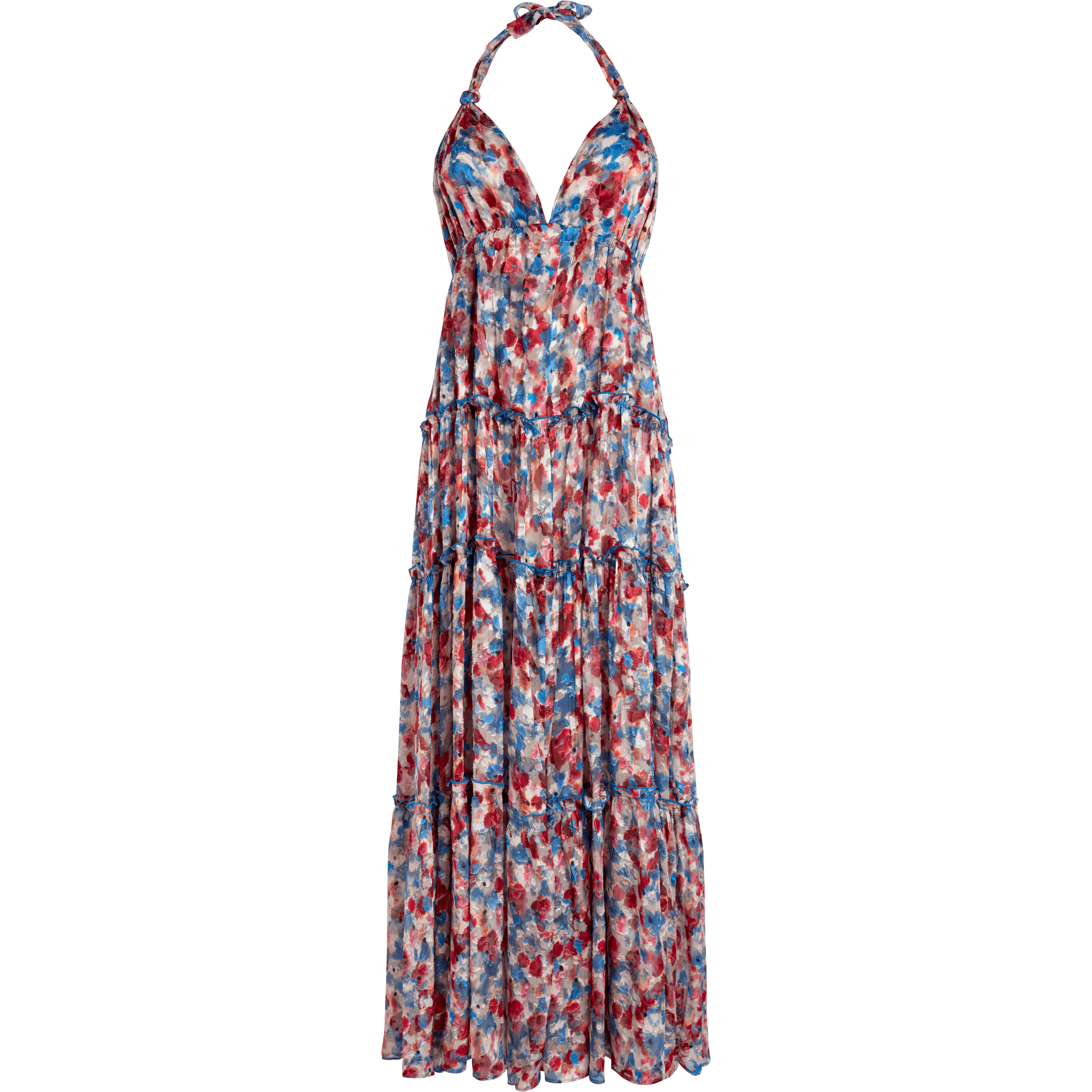 Women Viscose Long Backless Dress Flowers in the Sky - 1