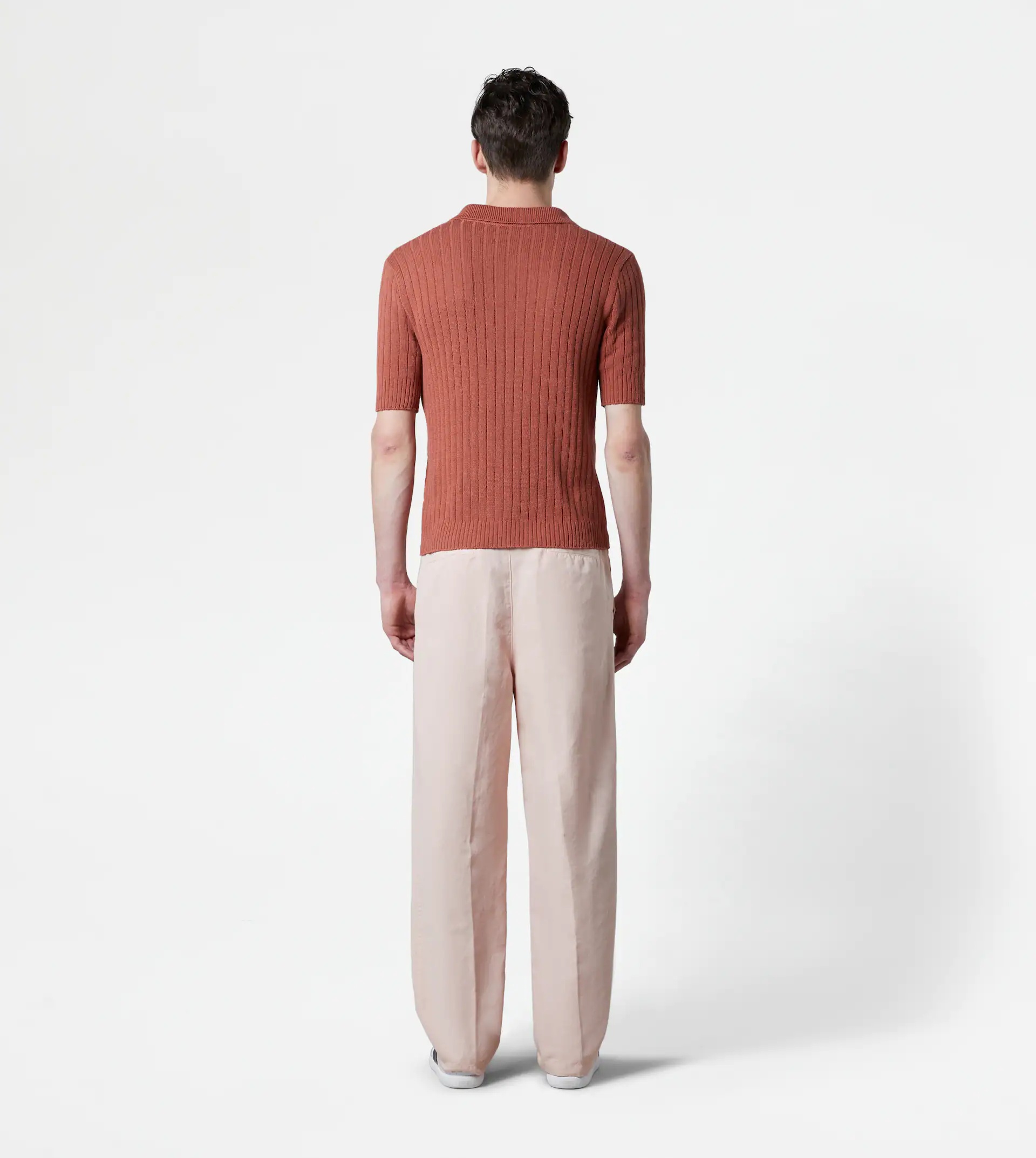 LINEN BLEND POLO SHIRT - ORANGE - 3