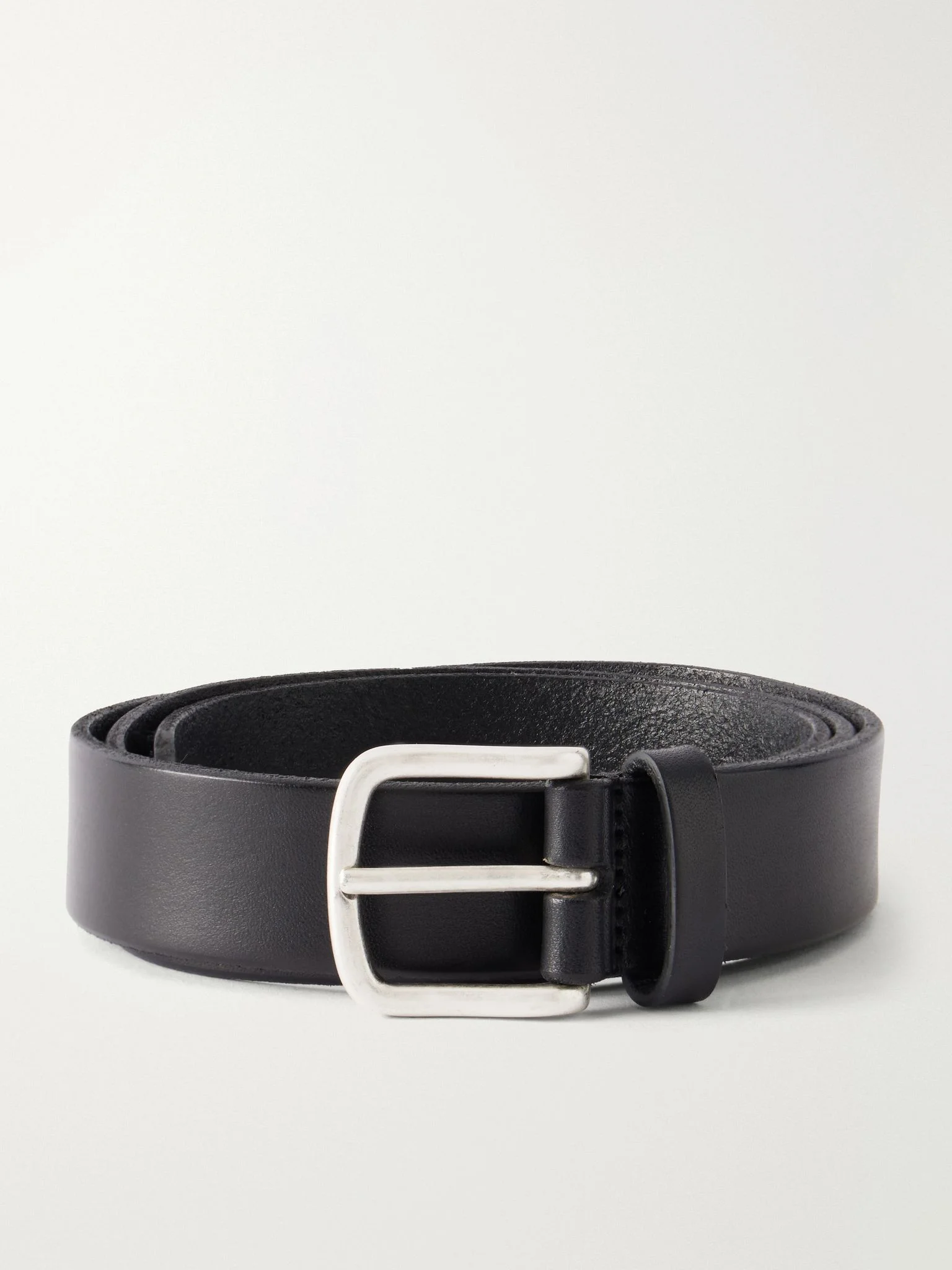 3.5cm Studded Leather Belt Black - 1