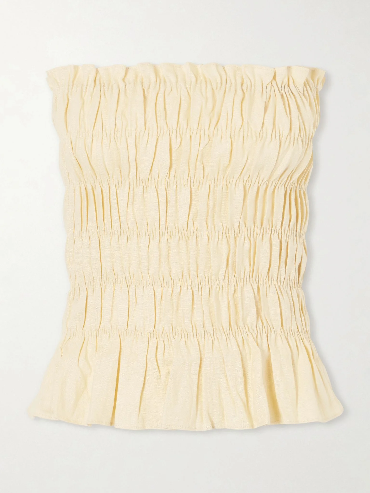 Tiera strapless shirred linen top Yellow - 1