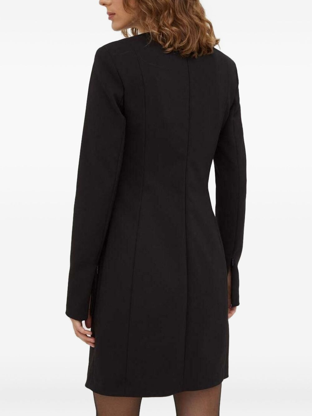 long-sleeve panelled mini day dress - 2