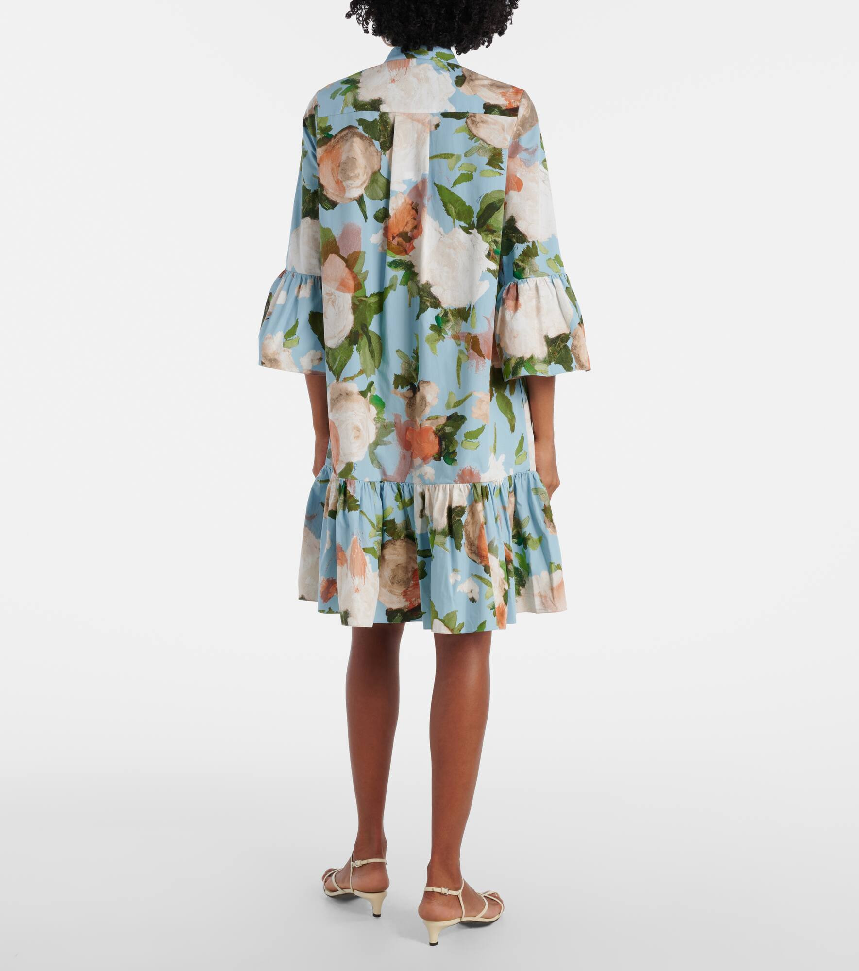 Floral gathered cotton poplin minidress - 3