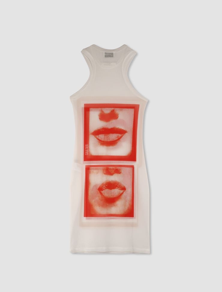 Mesh Eyes and Lips tank top dress - 3