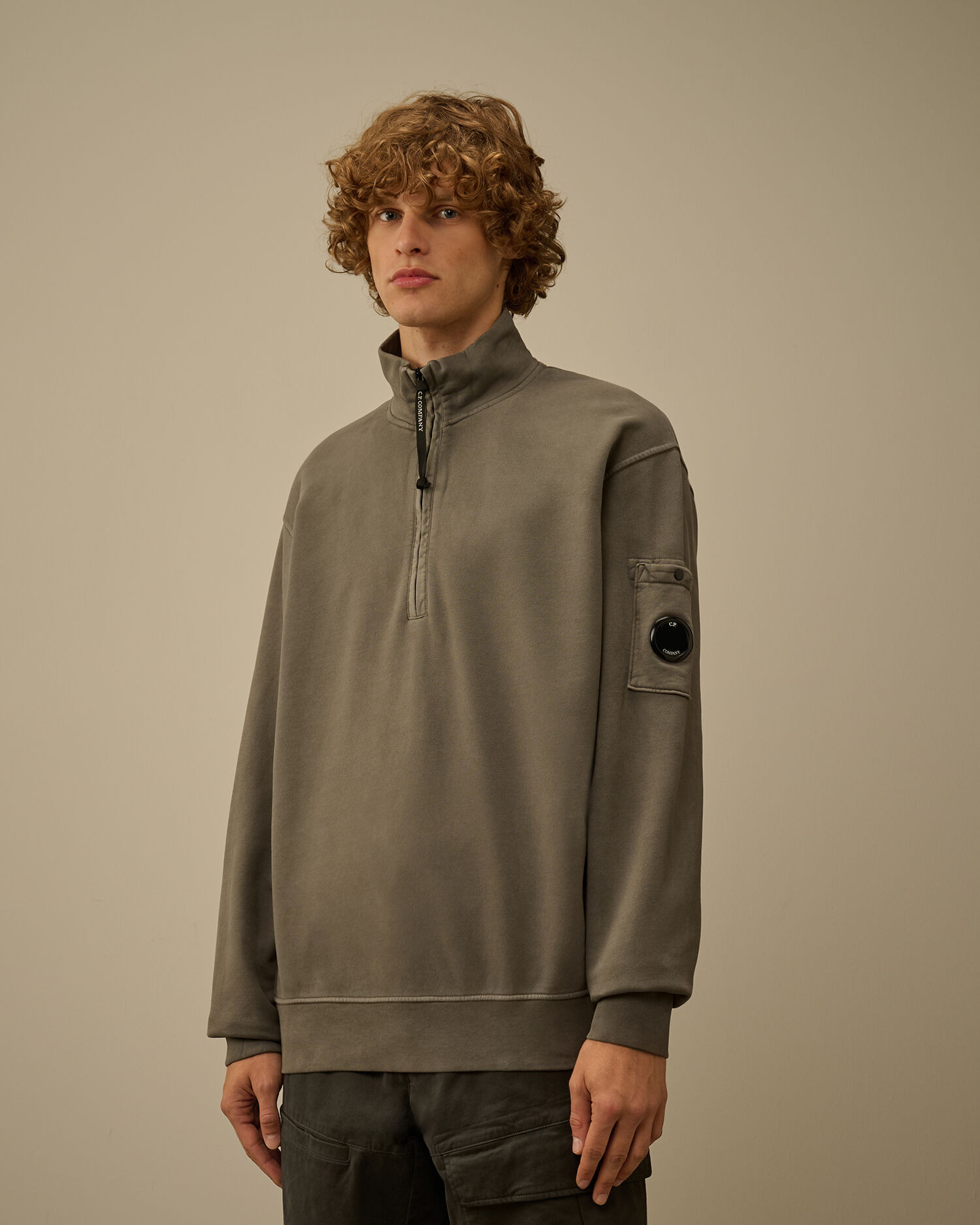 Brushed and Emerized Diagonal Fleece Half Zip Sweatshirt - 3