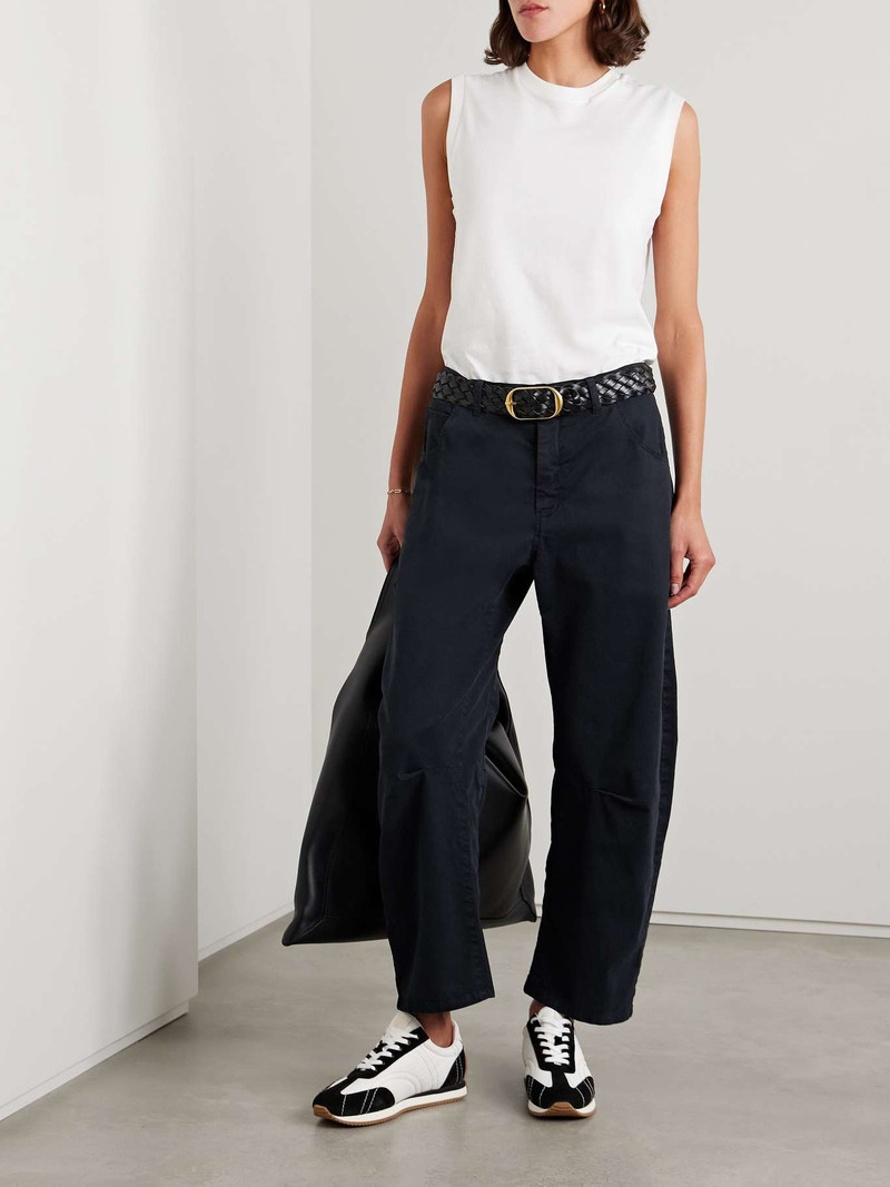 NILI LOTAN Emerson cotton-blend twill tapered pants Navy outlook