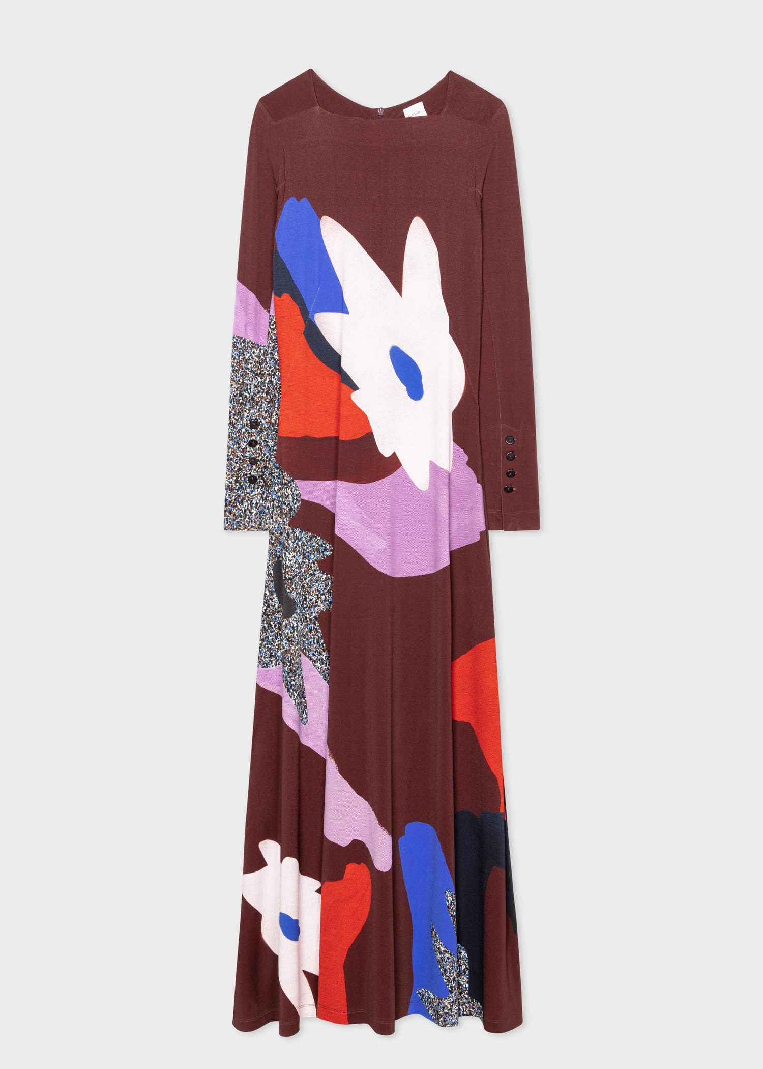 Maroon 'Botanical Collage' Maxi Dress - 1