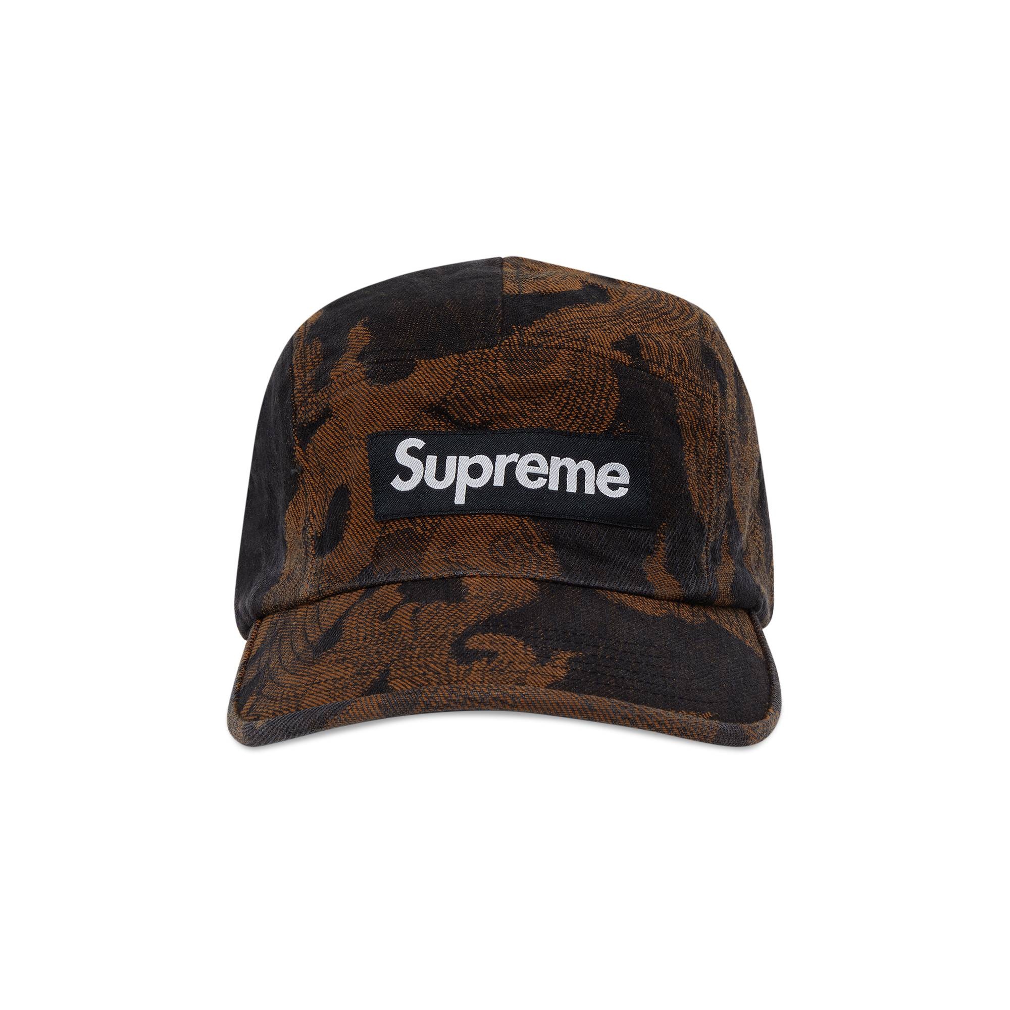 Supreme Flames Jacquard Denim Camp Cap 'Washed Black' - 1