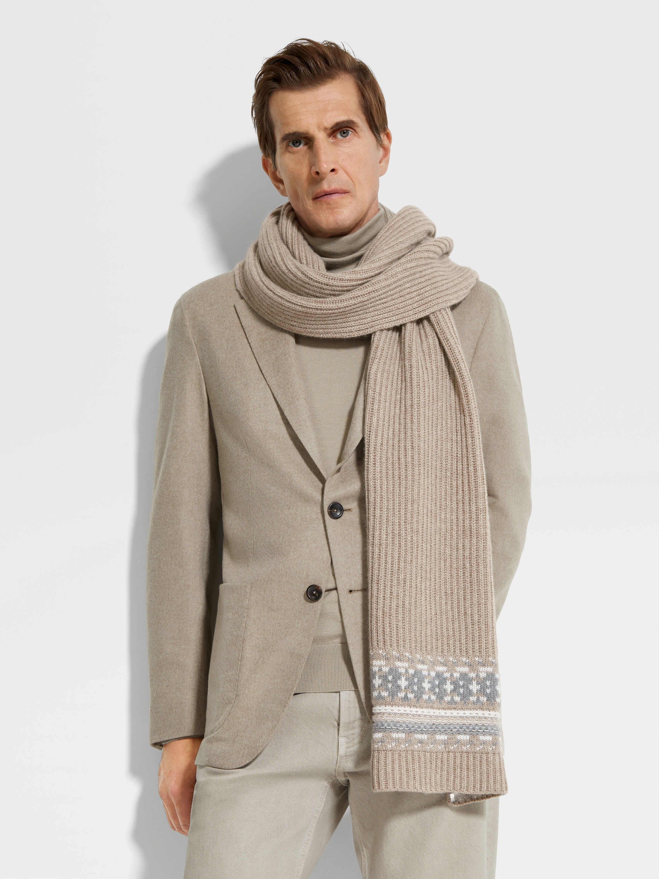 LIGHT TAUPE OASI CASHMERE SCARF - 3