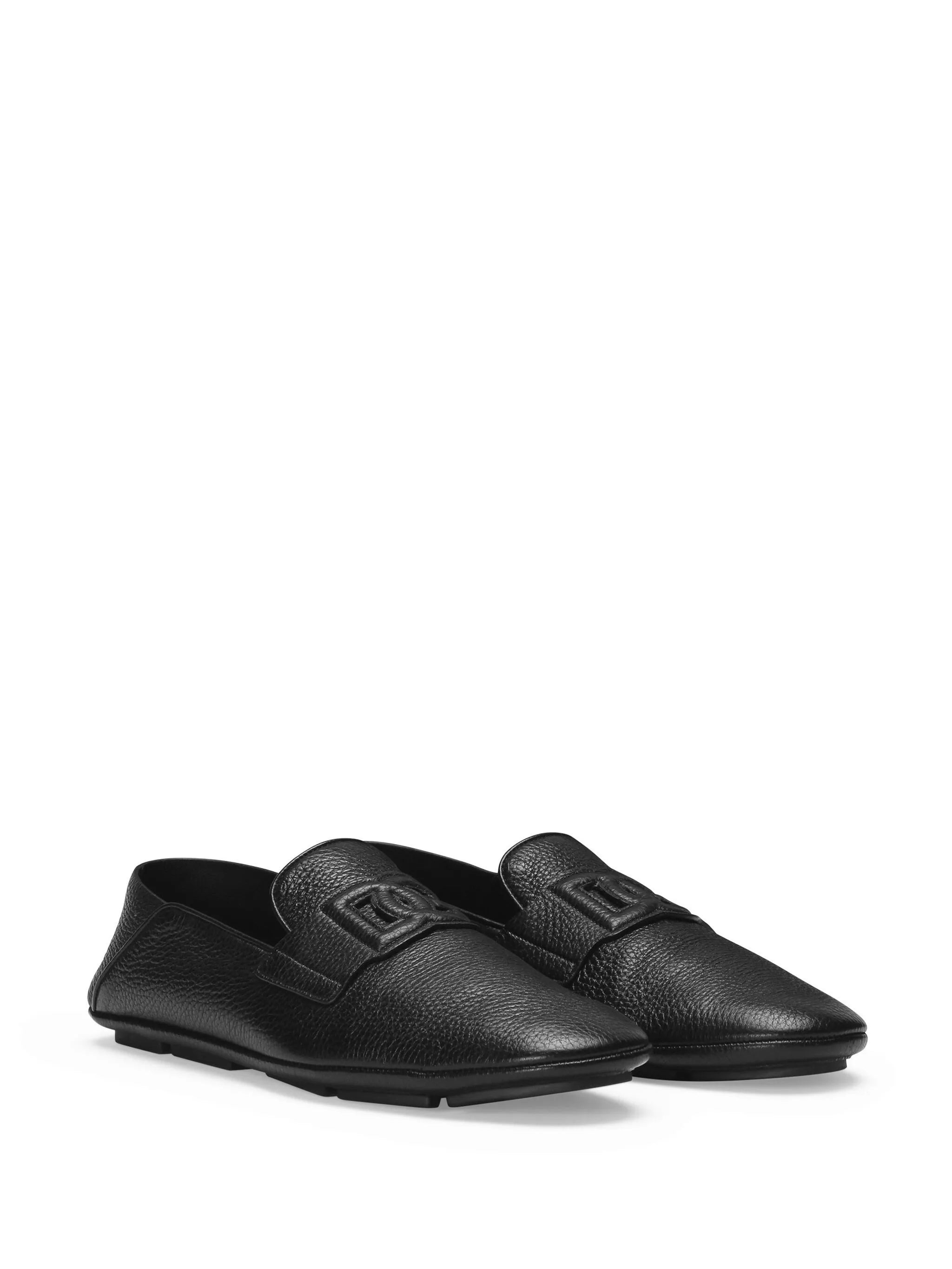 logo-appliqué leather loafers - 2