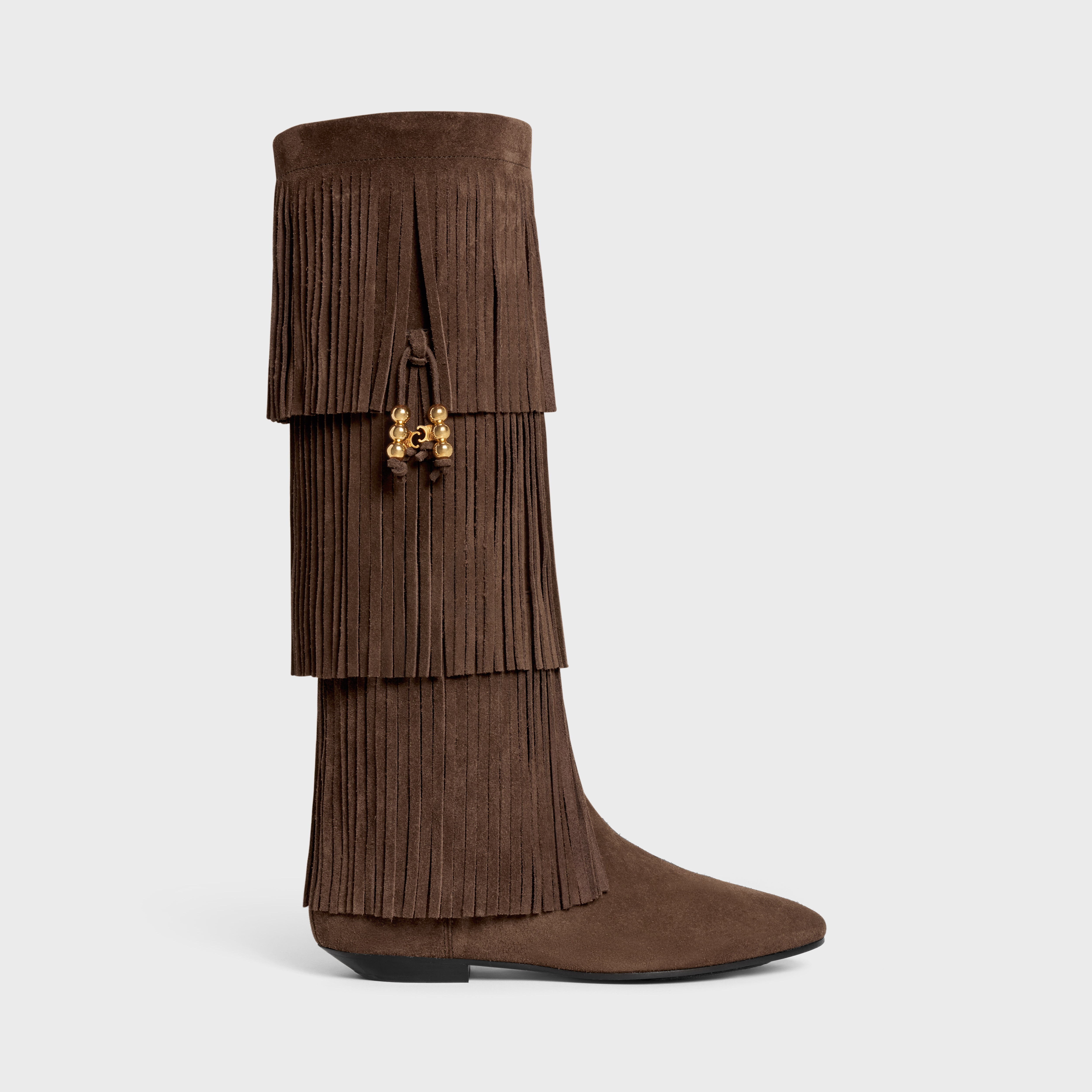 CELINE IRINA HIGH BOOT WITH FRINGES & EMBELLISHED TASSELS in Suede calfskin - 1