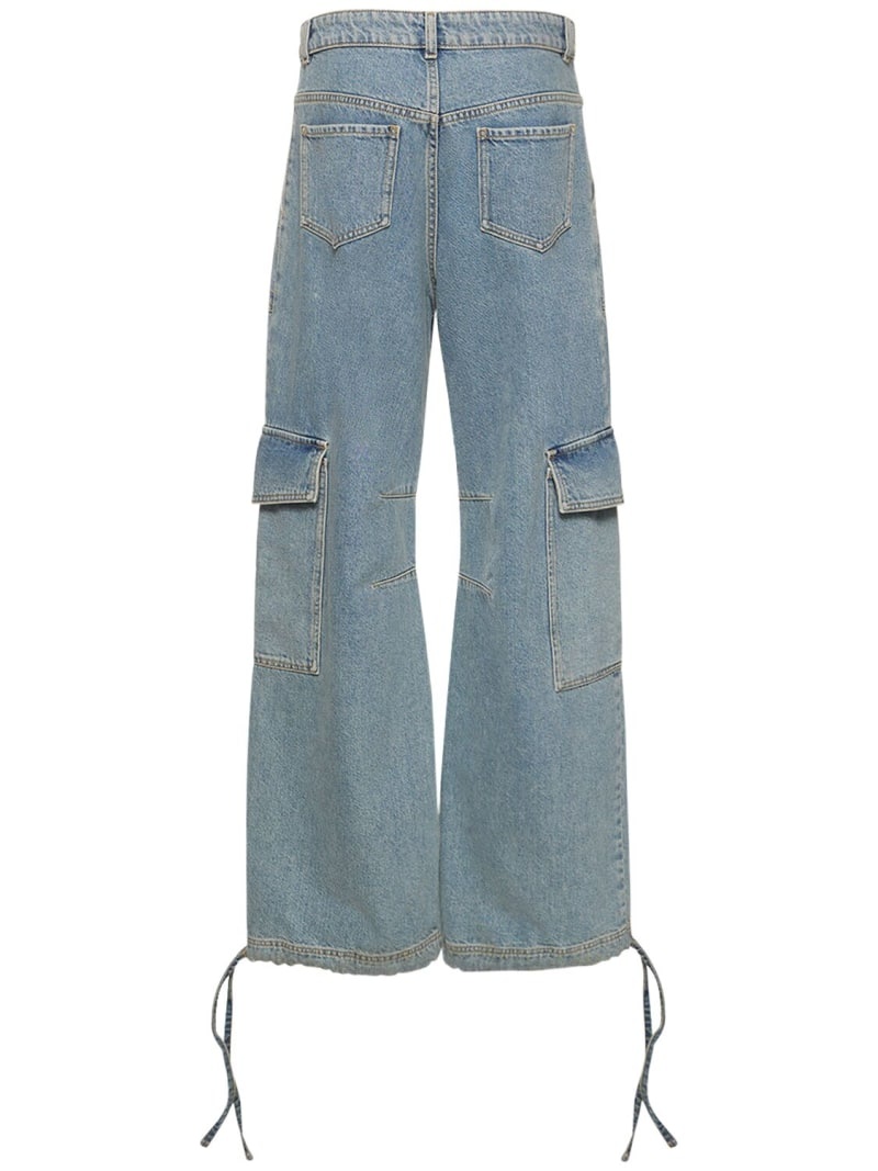 Wide denim cargo jeans - 5