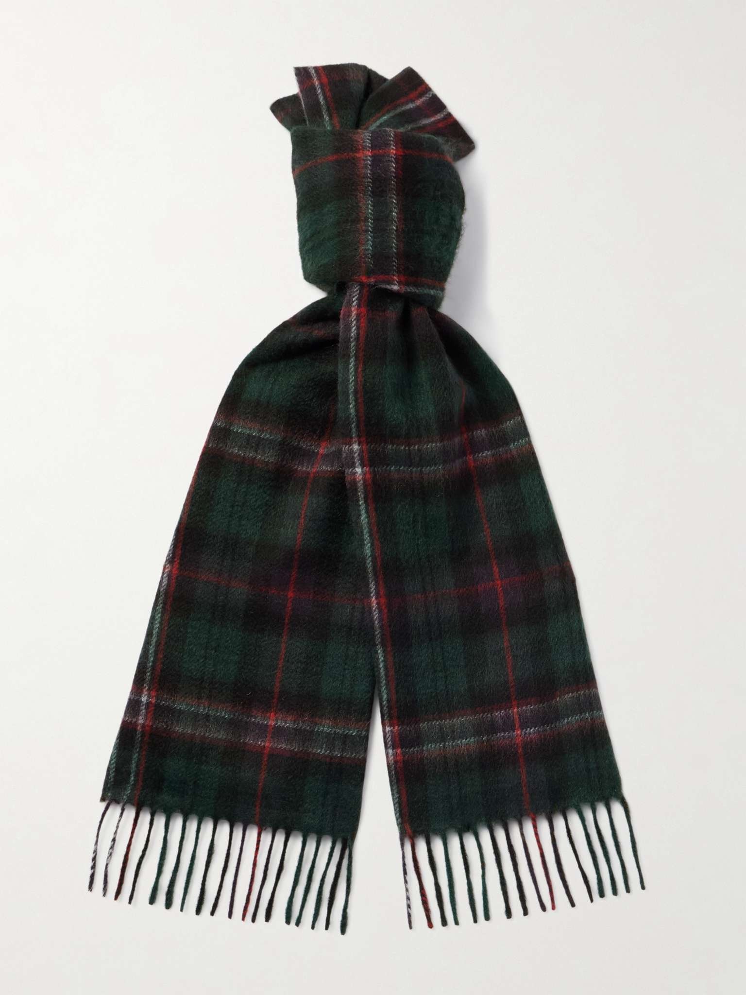 Fringed Checked Cashmere Scarf - 1