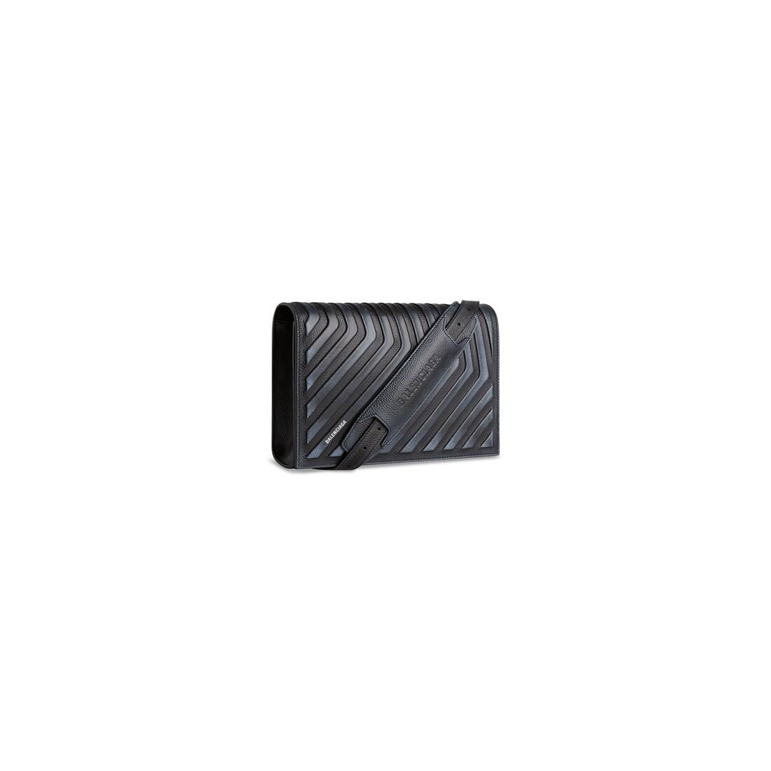 Men's Car Flap Bag With Strap Dirty Effect in Black - 1