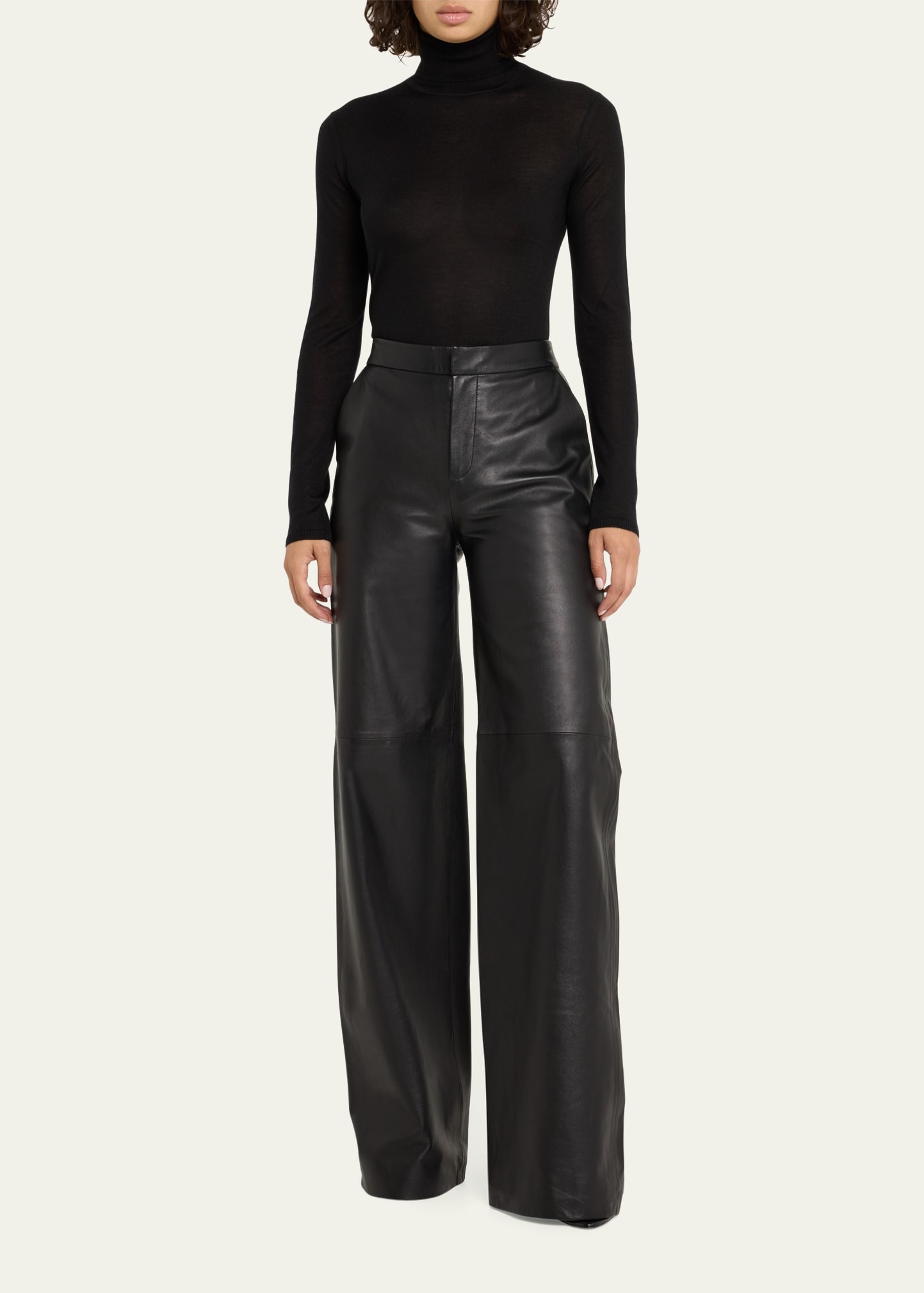 Livvy Mid-Rise Straight-Leg Leather Trousers - 2
