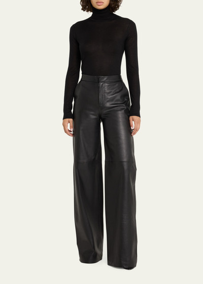 L'AGENCE Livvy Mid-Rise Straight-Leg Leather Trousers outlook