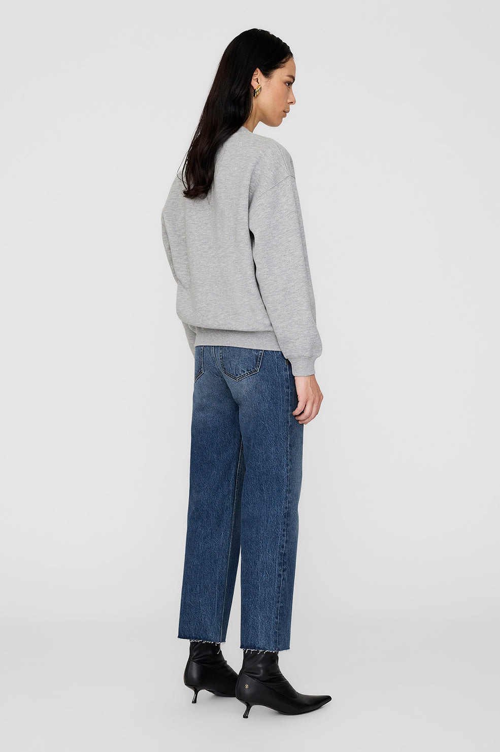 Spencer Sweatshirt ANINE BING - Medium Heather Grey With Navy - 3