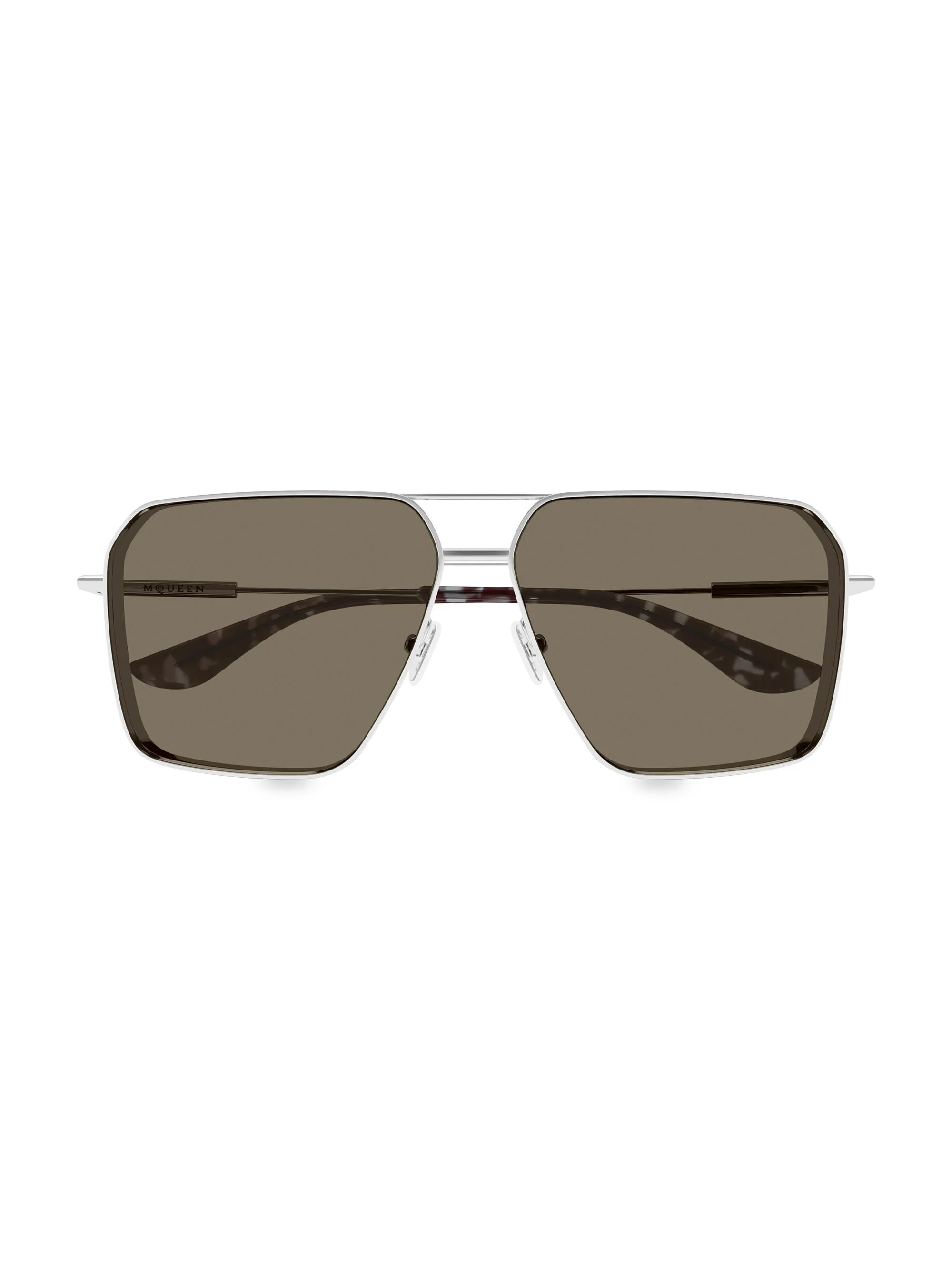 Men's Metal Cross-Bar 60MM Navigator Sunglasses - Silver - 1