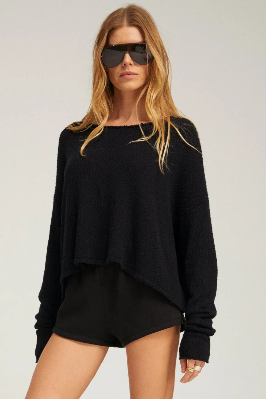 COTTON BOUCLÉ OFF SHOULDER SWEATER - 1