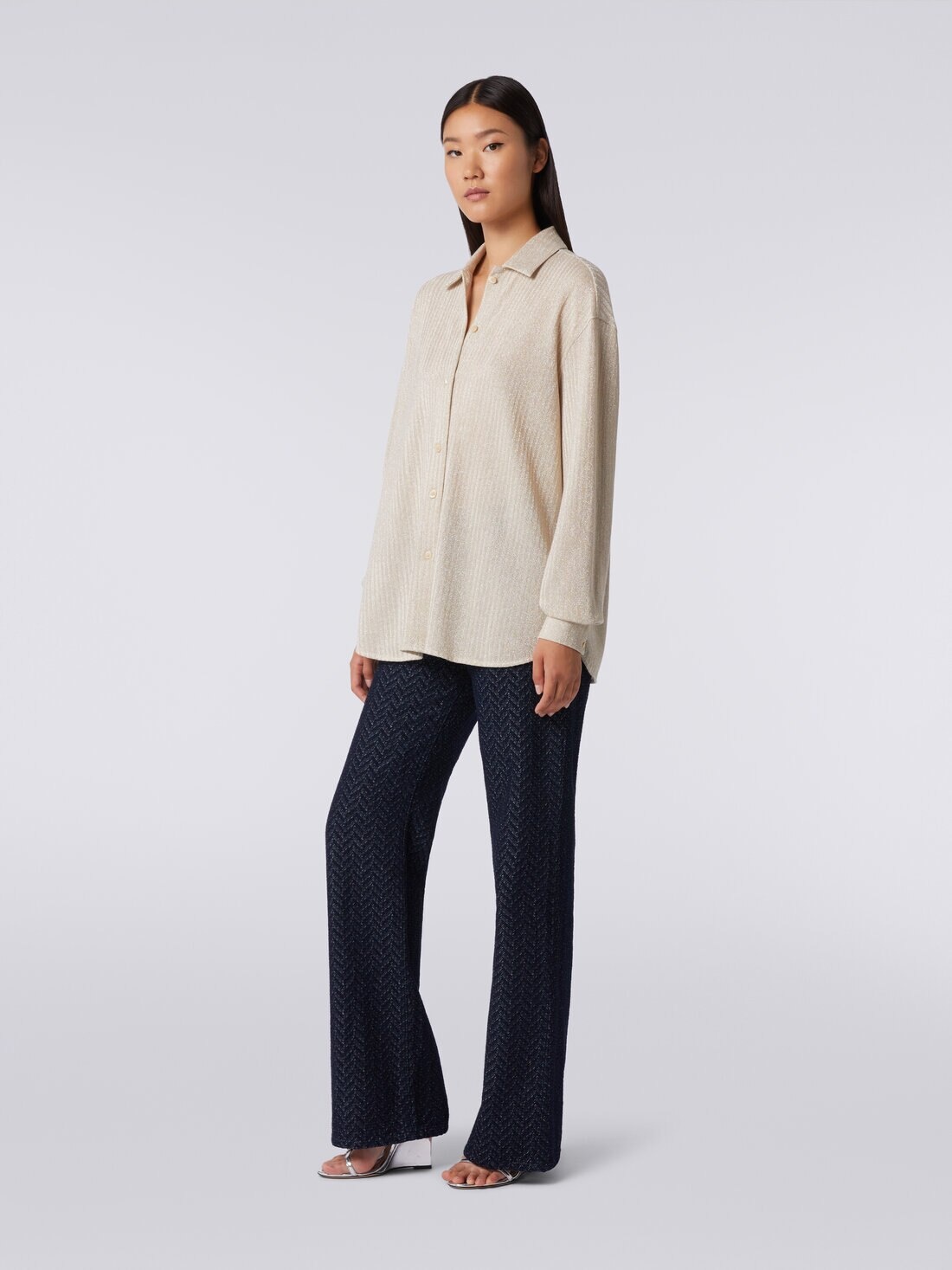Cotton and viscose lamé oversized shirt - 3