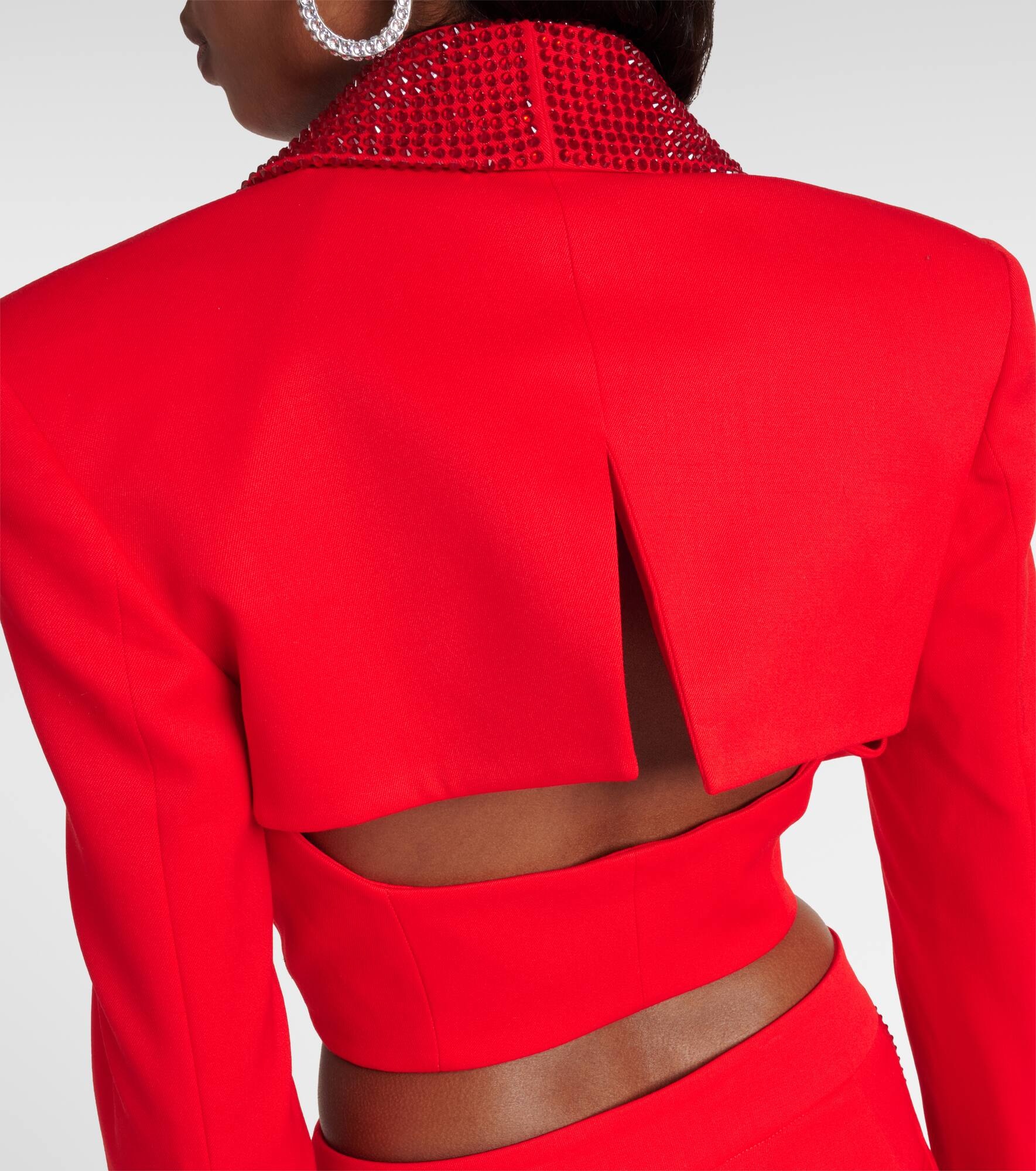 Crystal-embellished cropped wool blazer - 5
