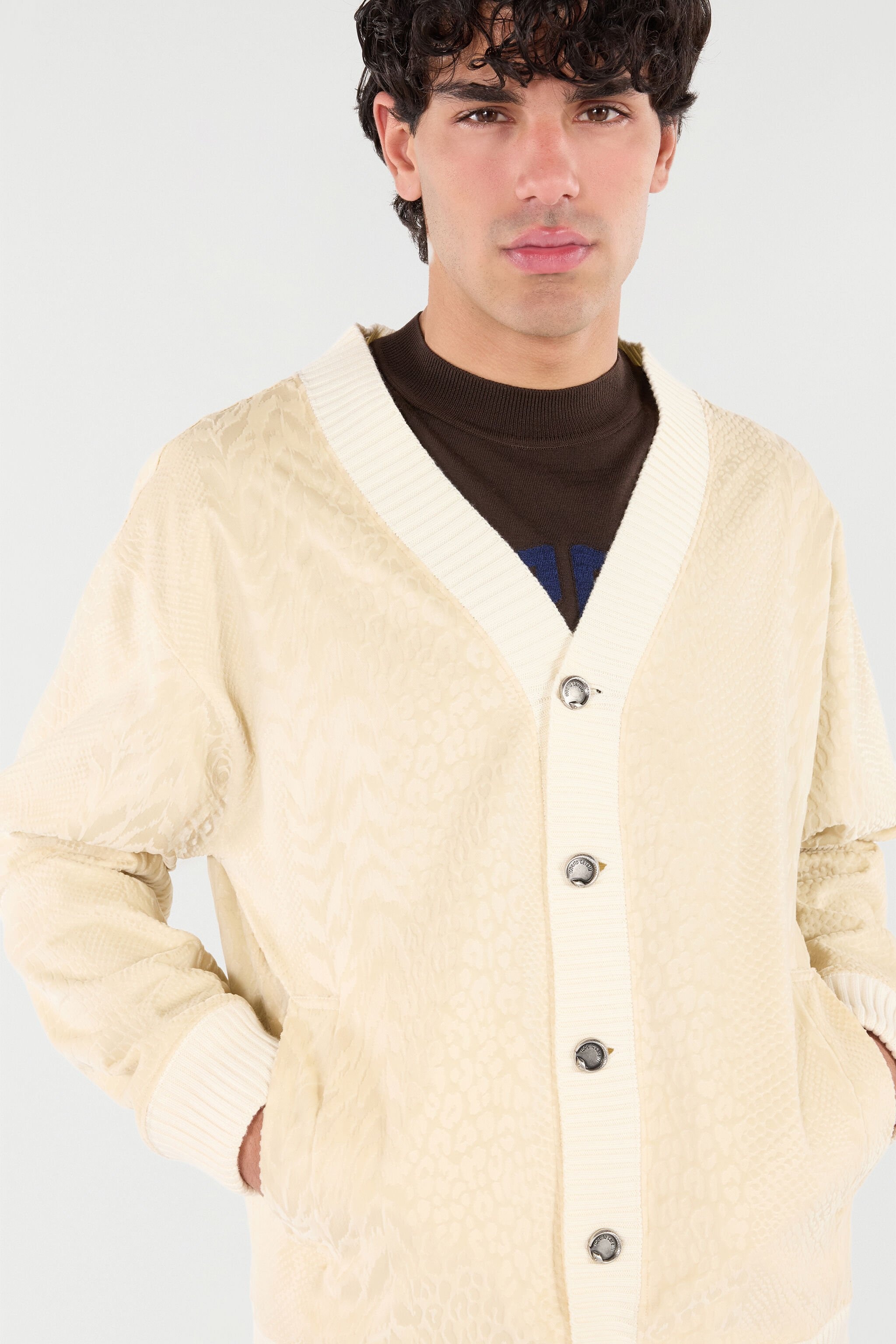 Python-Print Cardigan-Style Sweatshirt - 6