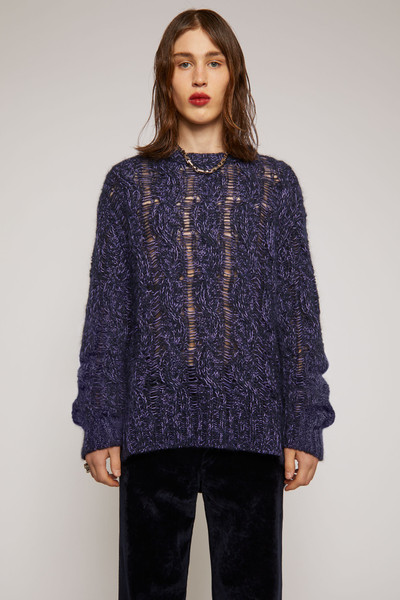 Acne Studios Melange cable-knit sweater navy/lilac outlook