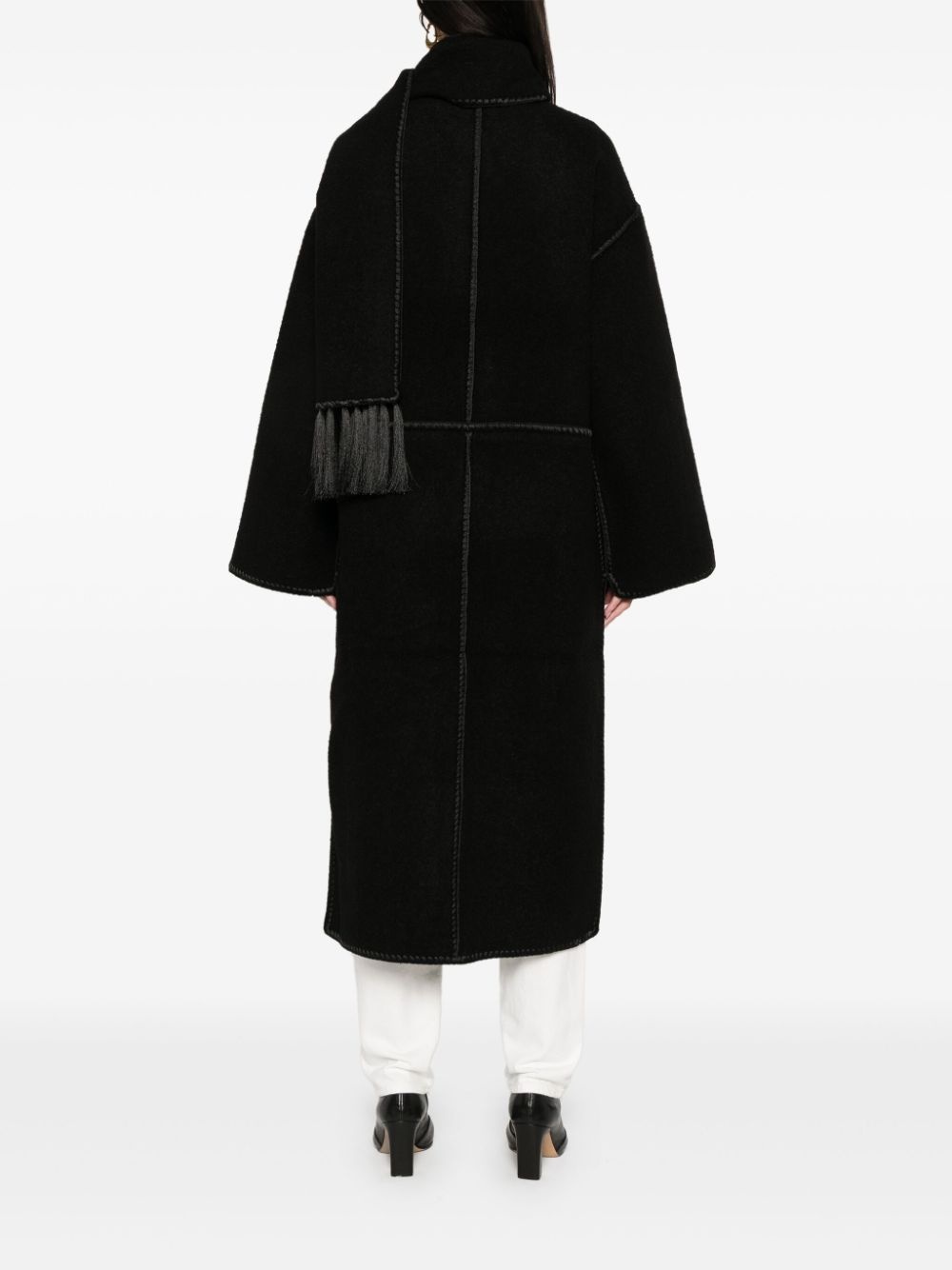 embroidered scarf coat - 4