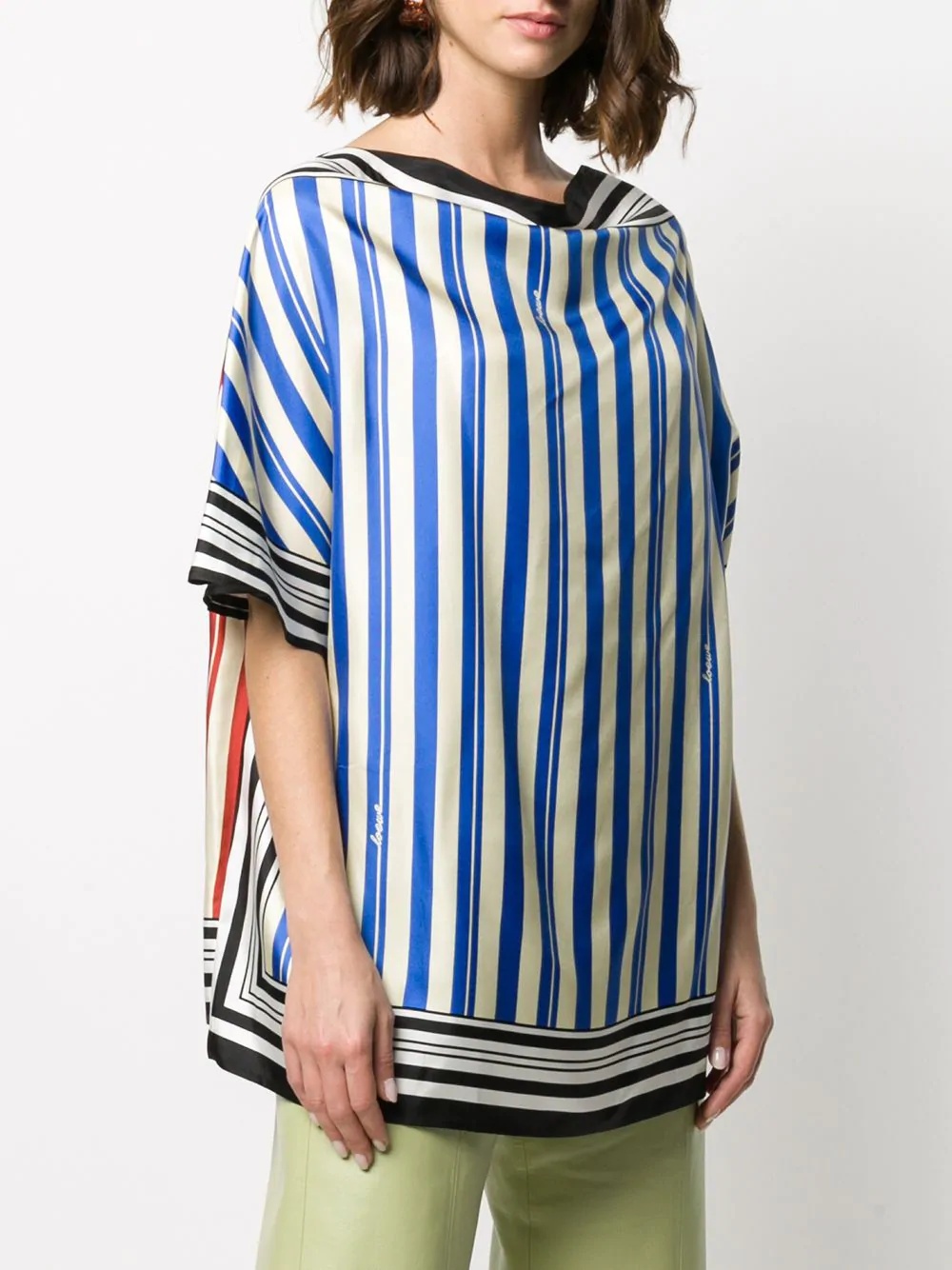 striped print silk scarf top - 4