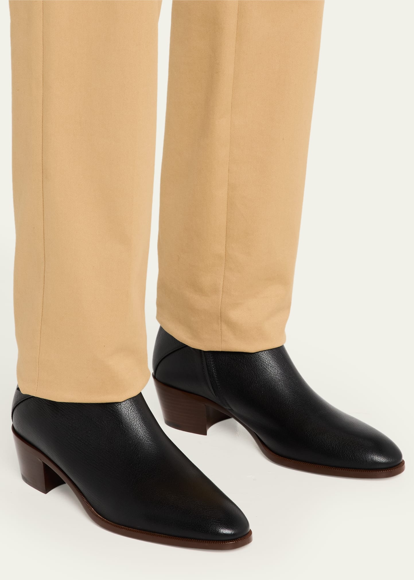 Men's Leather Side-Buckle Booties - 2