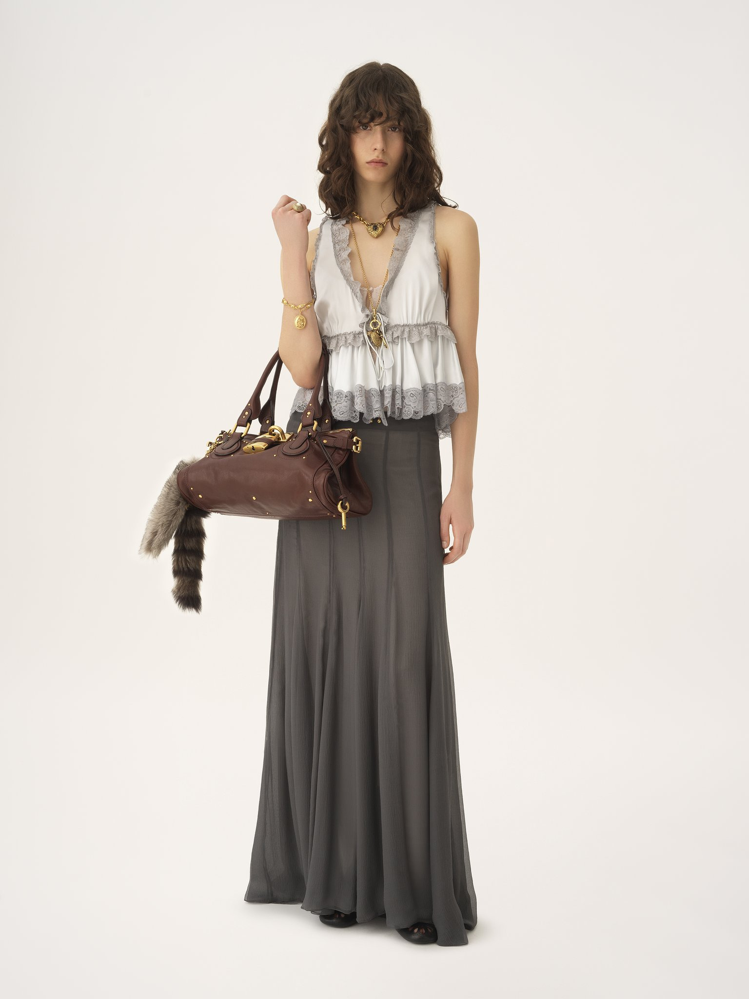 FLUID MAXI SKIRT IN SILK MOUSSELINE - 3