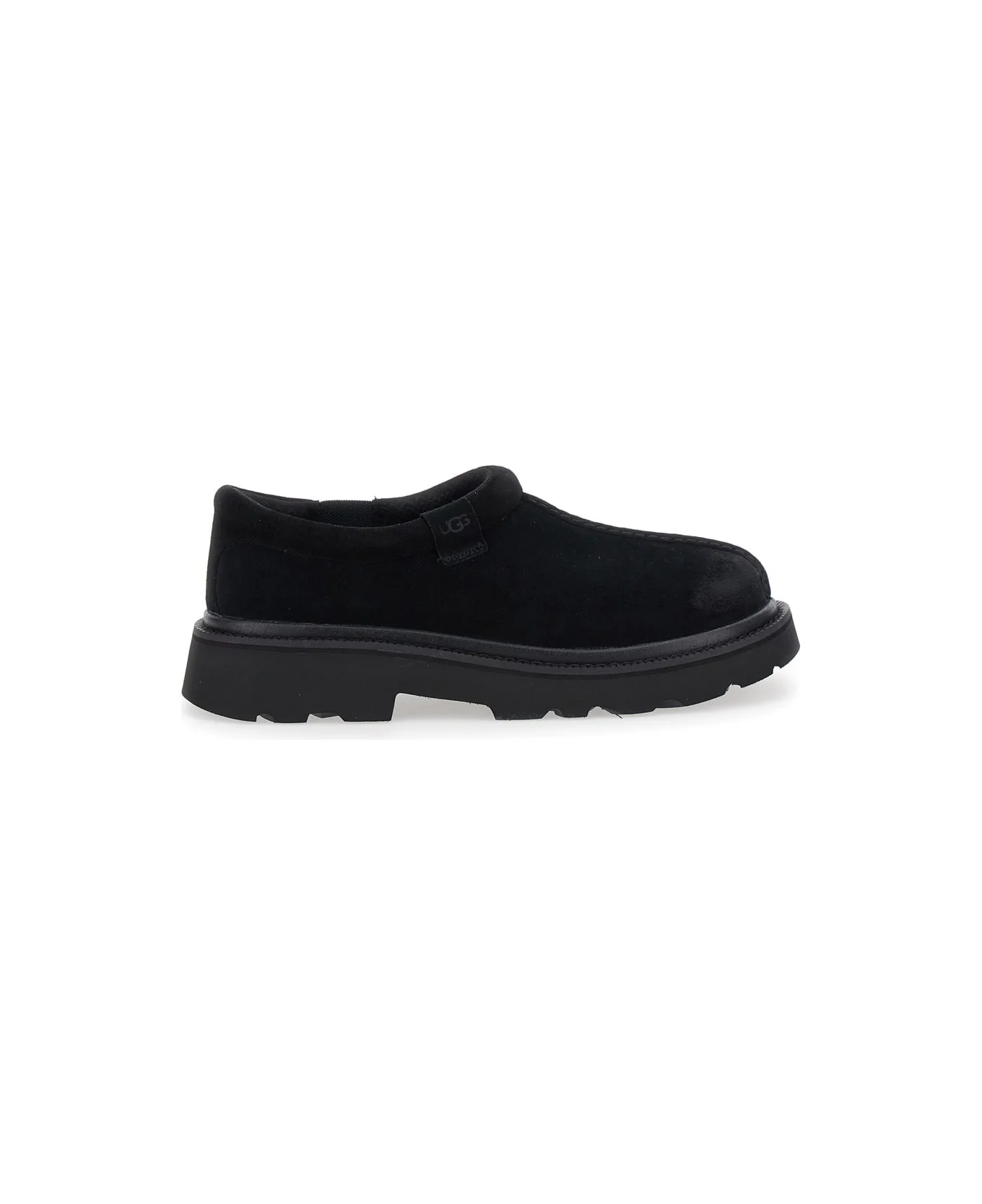 'tasman' Black Mule With Raised Sole In Suede Man - 1
