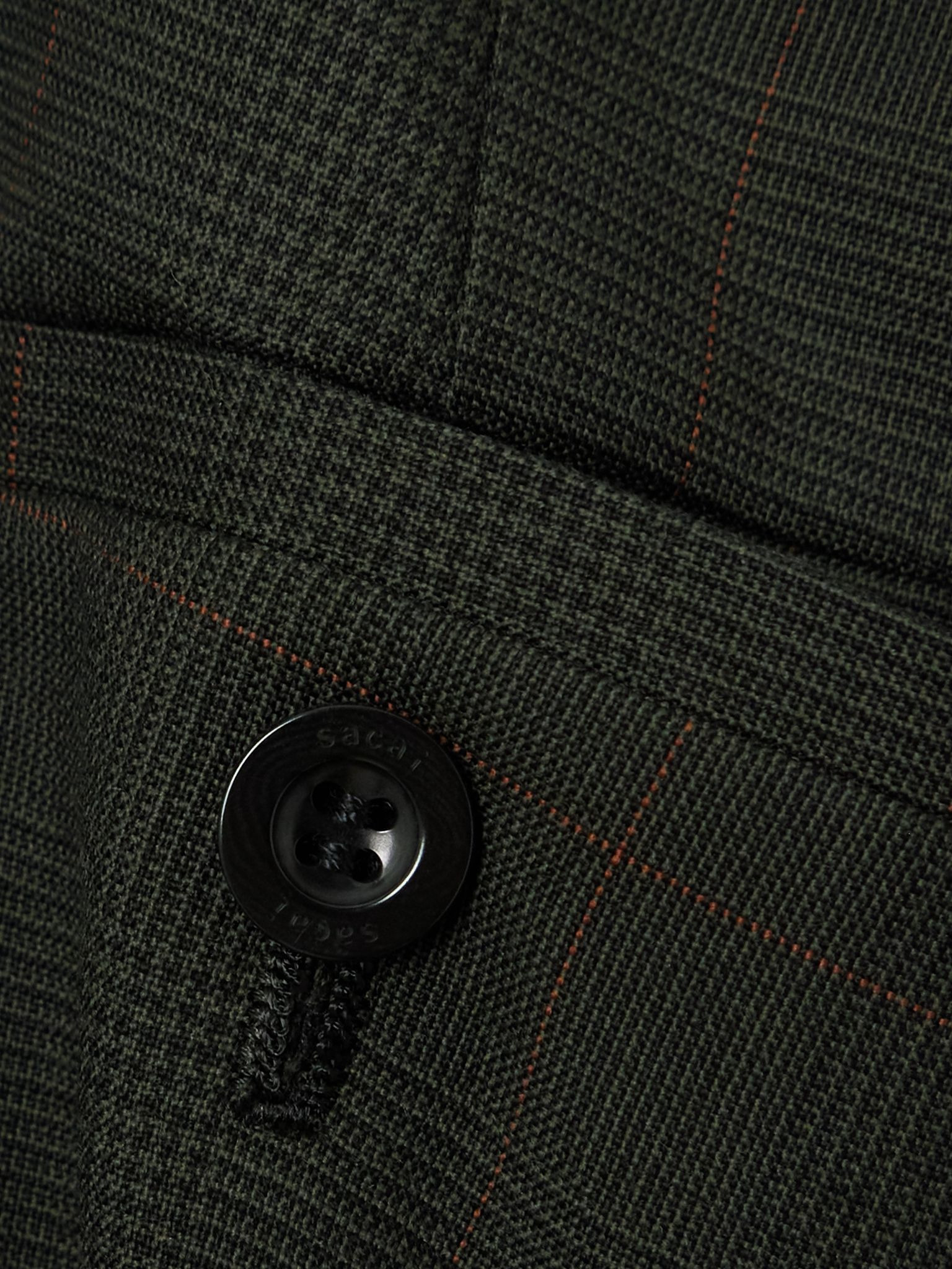 Glen shell-trimmed wide-leg wool pants Army green - 5