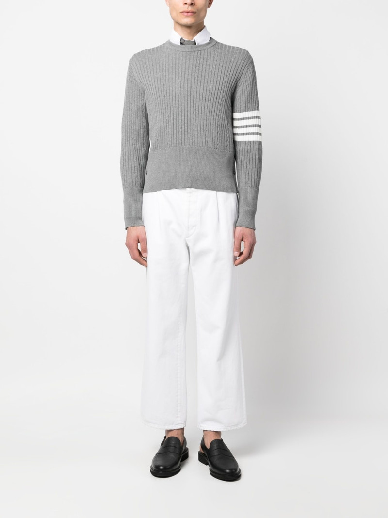 Thom Browne 4-Bar cable-knit ribbed jumper outlook