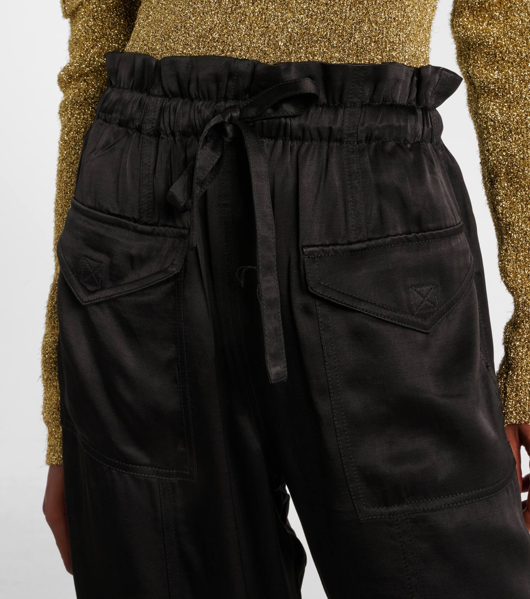 High-rise satin cargo pants - 4