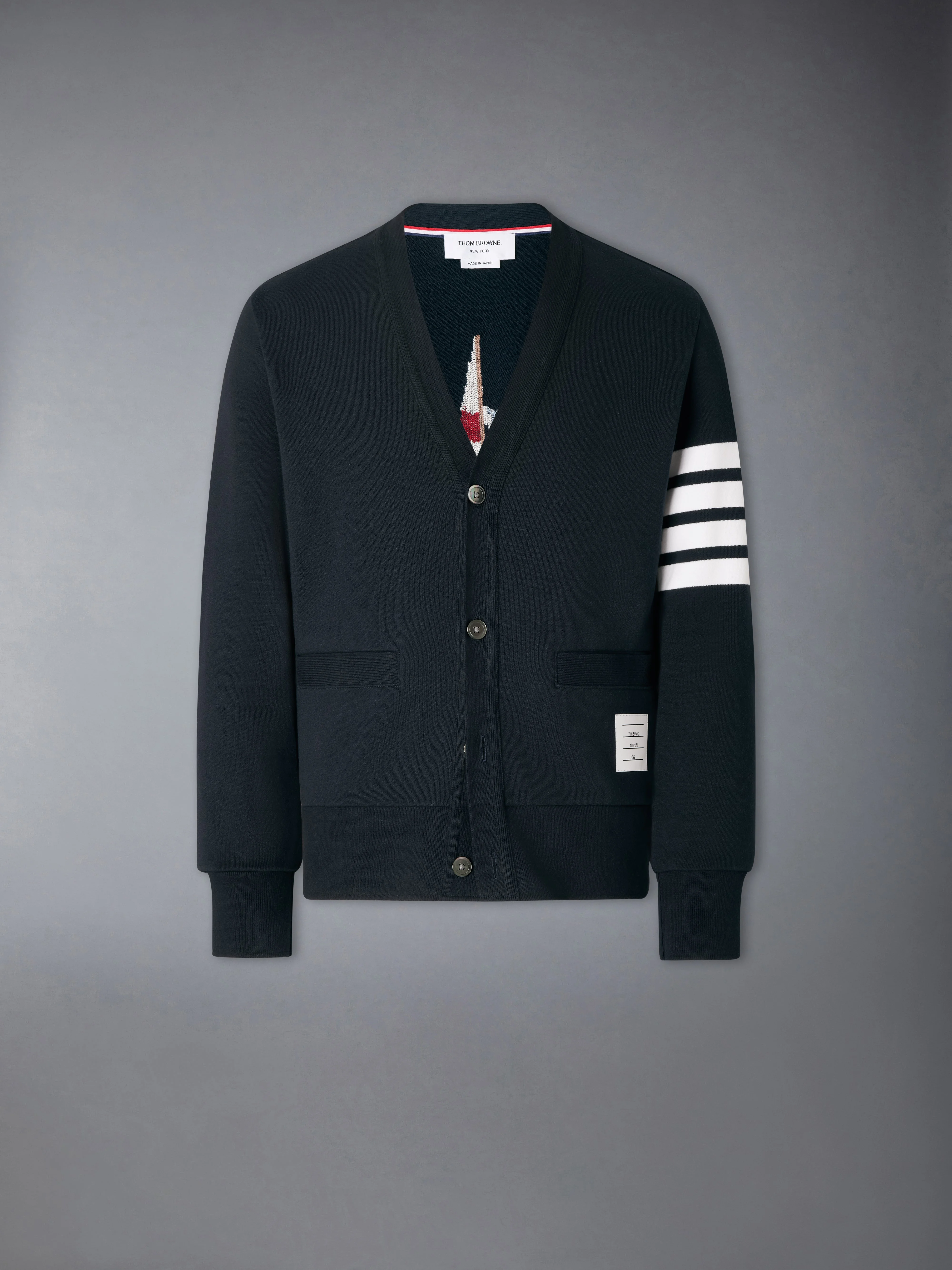LOOPBACK 4-BAR BOAT EMBROIDERY CARDIGAN - 1
