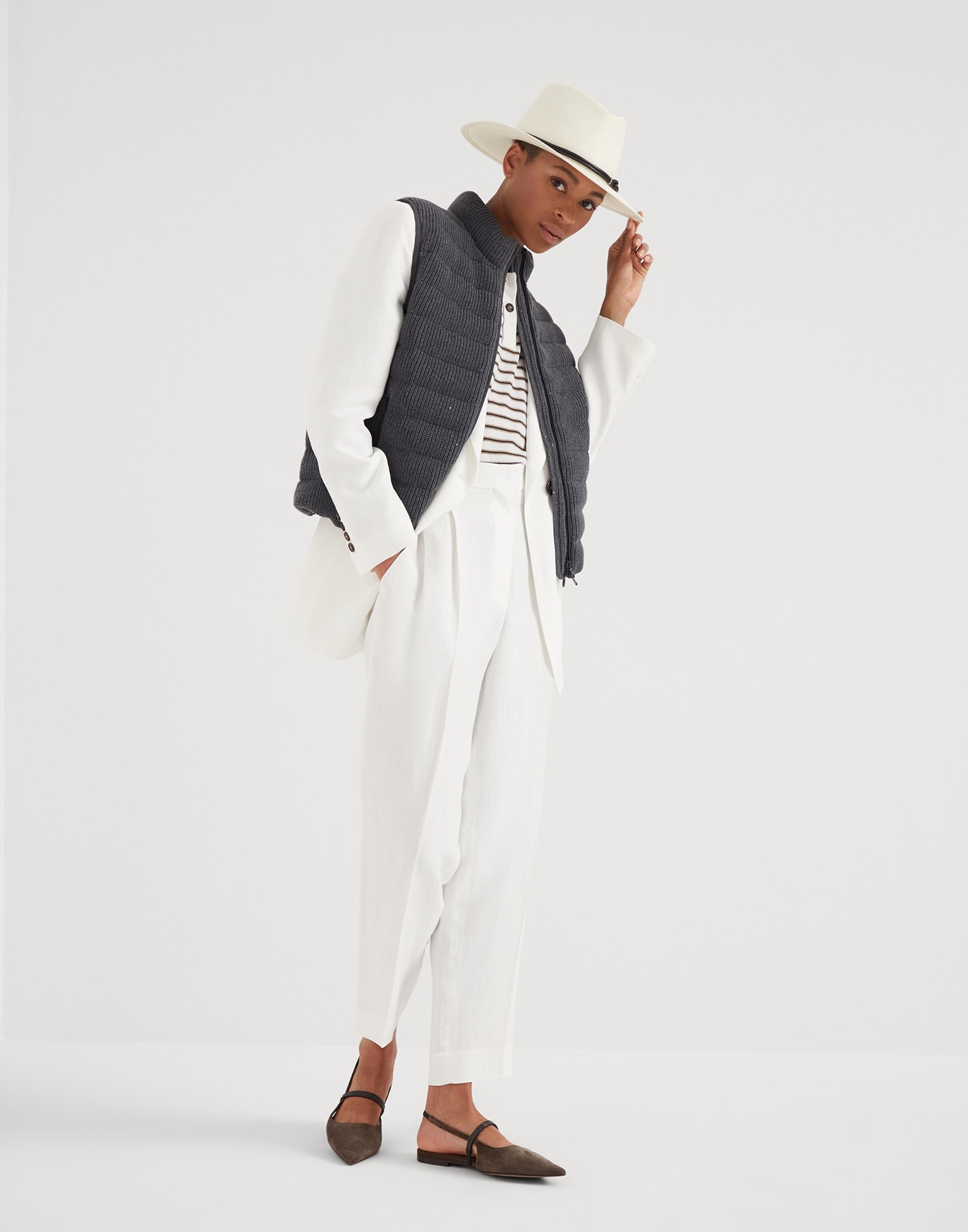 Brunello Cucinelli Viscose and linen fluid twill blazer with