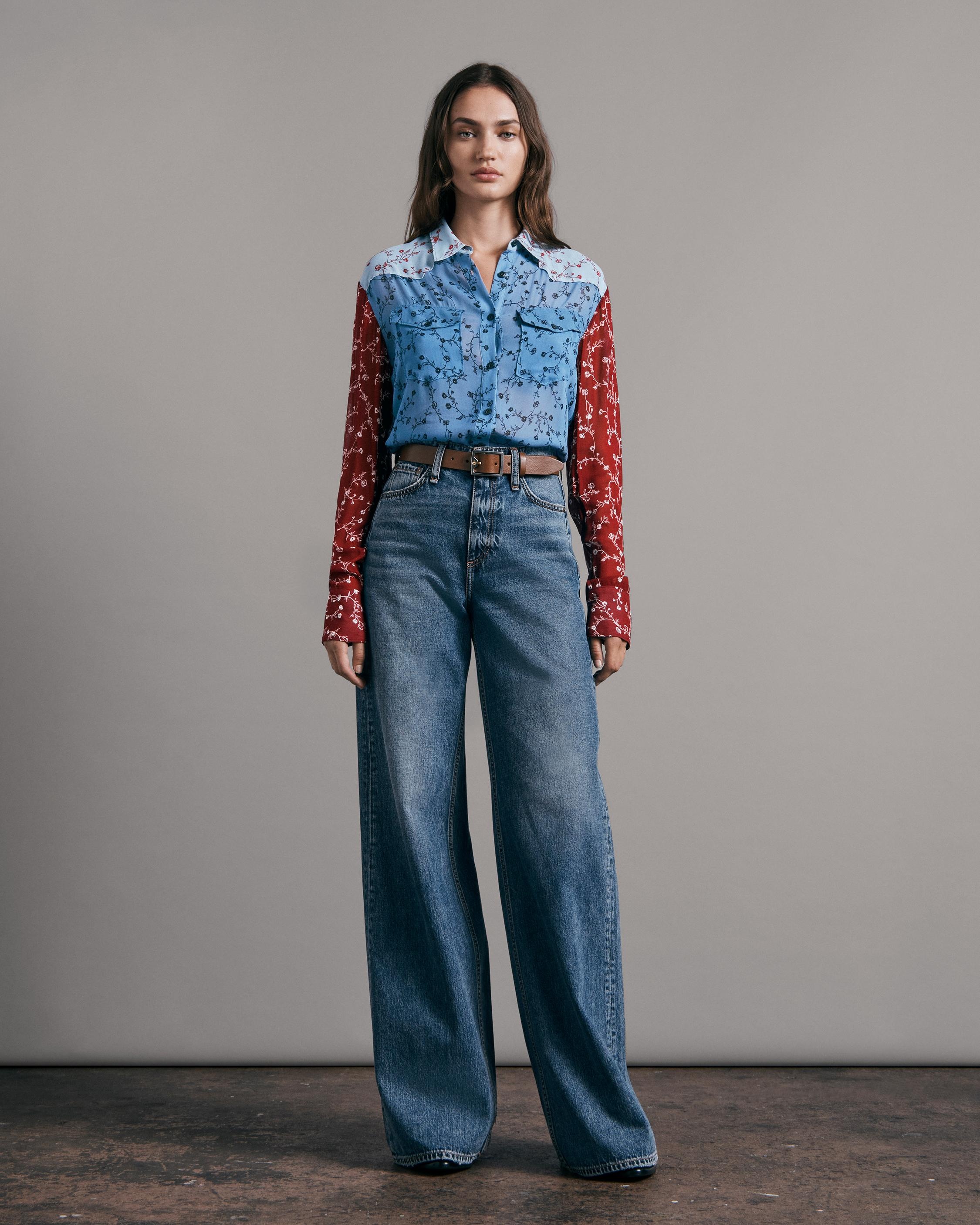Wyatt Viscose Patchwork Button Down Shirt
Classic Fit Top - 4