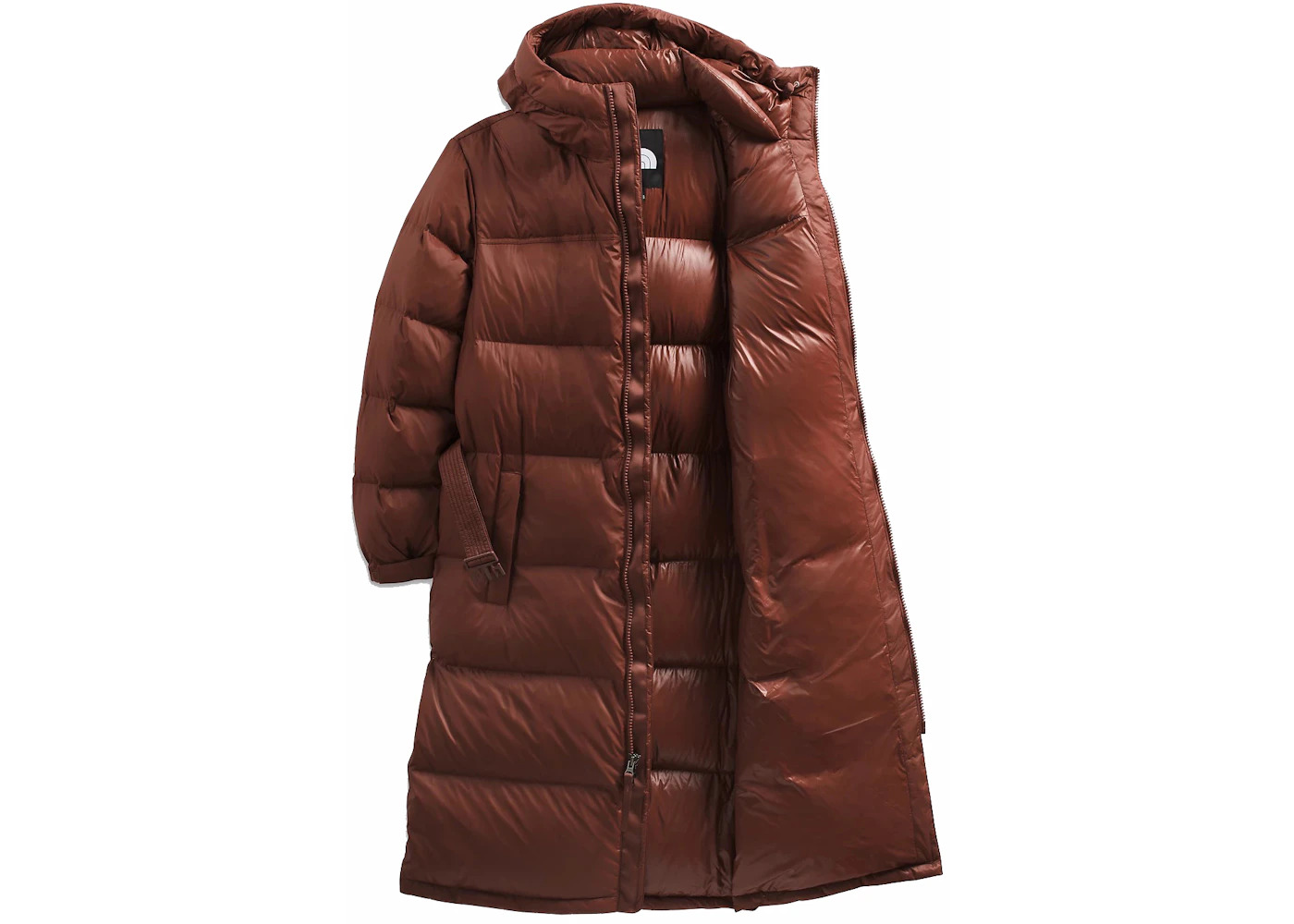 The North Face Womens Nuptse Belted Long Parka Dark Oak - 2