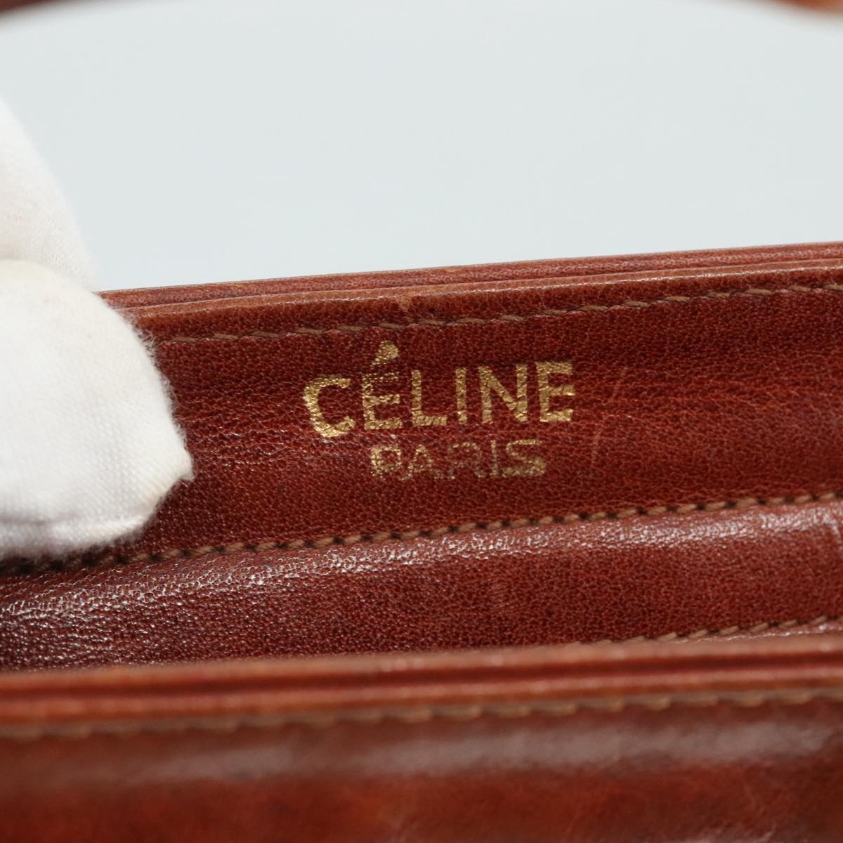 CELINE Tote Bag Suede Leather Khaki Brown Gold - 10