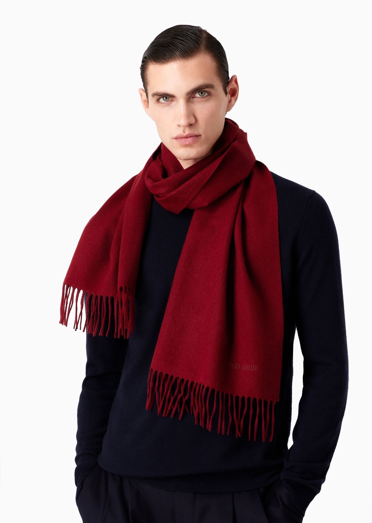 Cashmere scarf with embroidered logo - 5