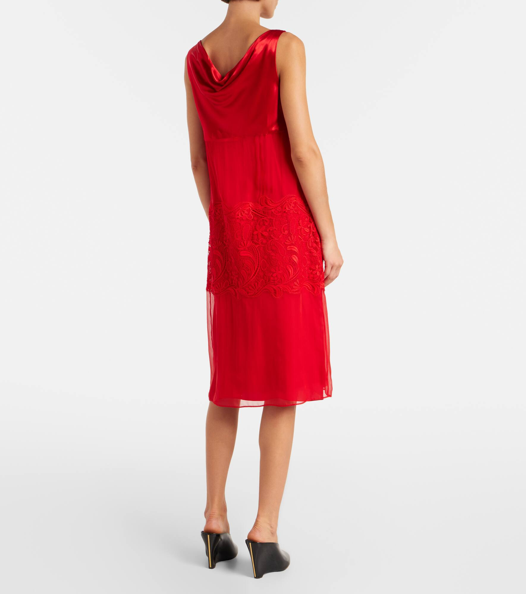 Draped silk midi dress - 3