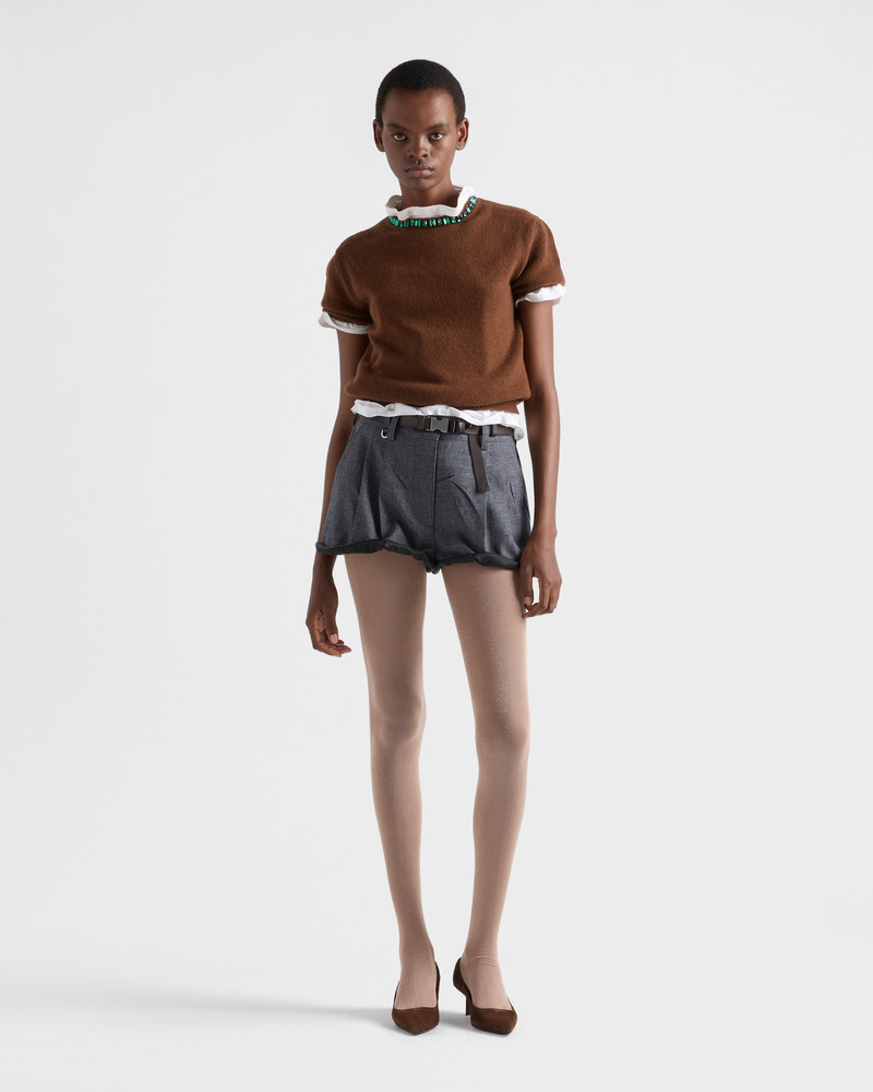 Prada Grisaille and antiqued satin shorts outlook