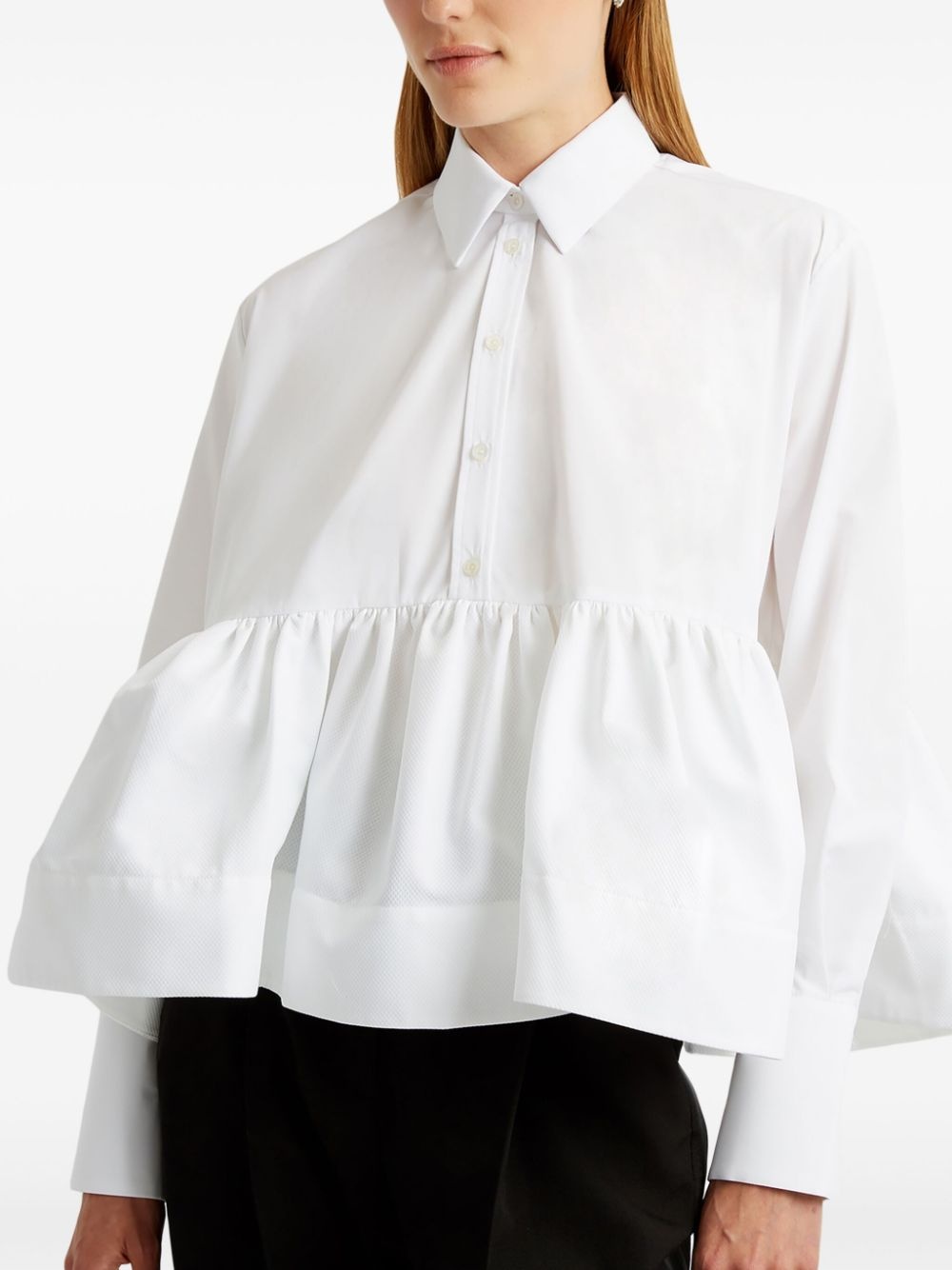 ruffle-panel cotton-poplin blouse - 5