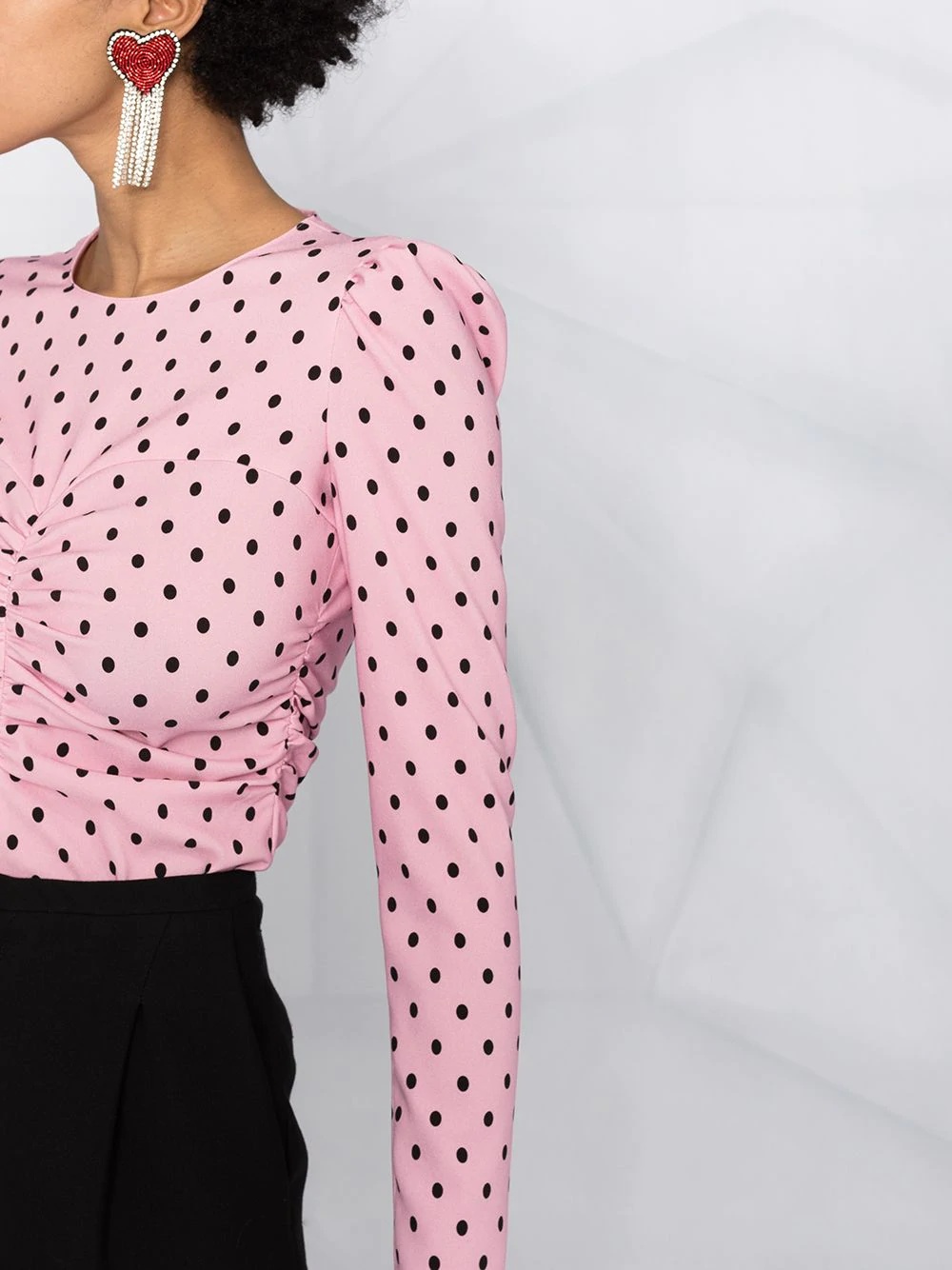 ruched polka-dot print top - 3